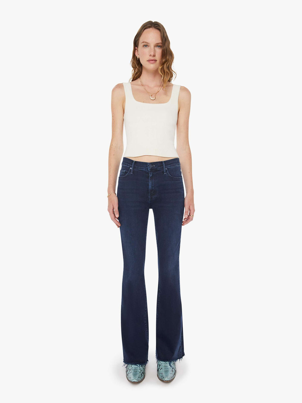 Women The Weekender Fray | Mother Denim Blue (Medium)