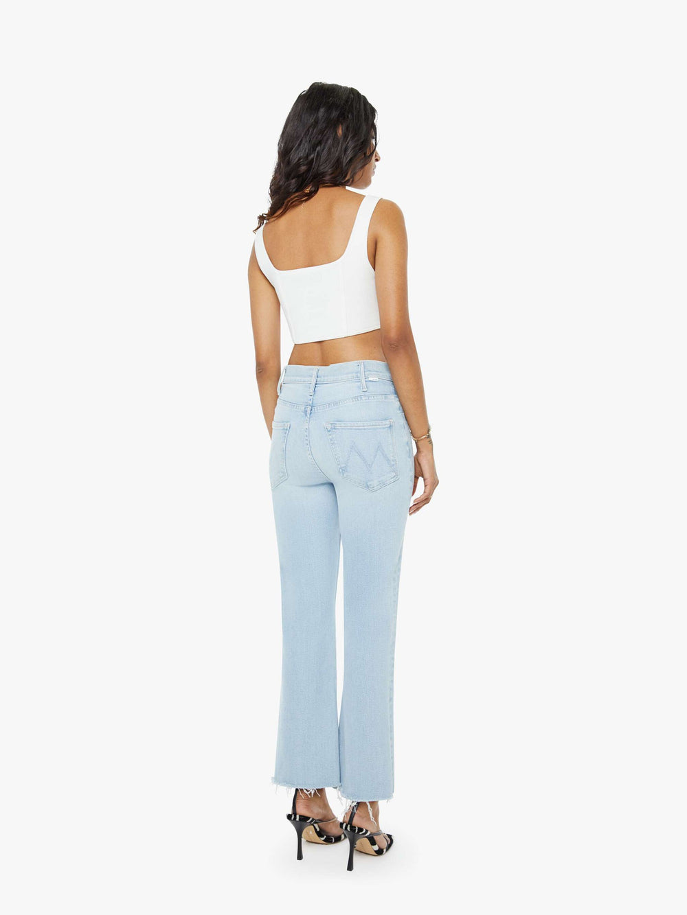 Women PETITES The Lil Hustler Ankle Fray | Mother Denim Blue (Light-Pastel)