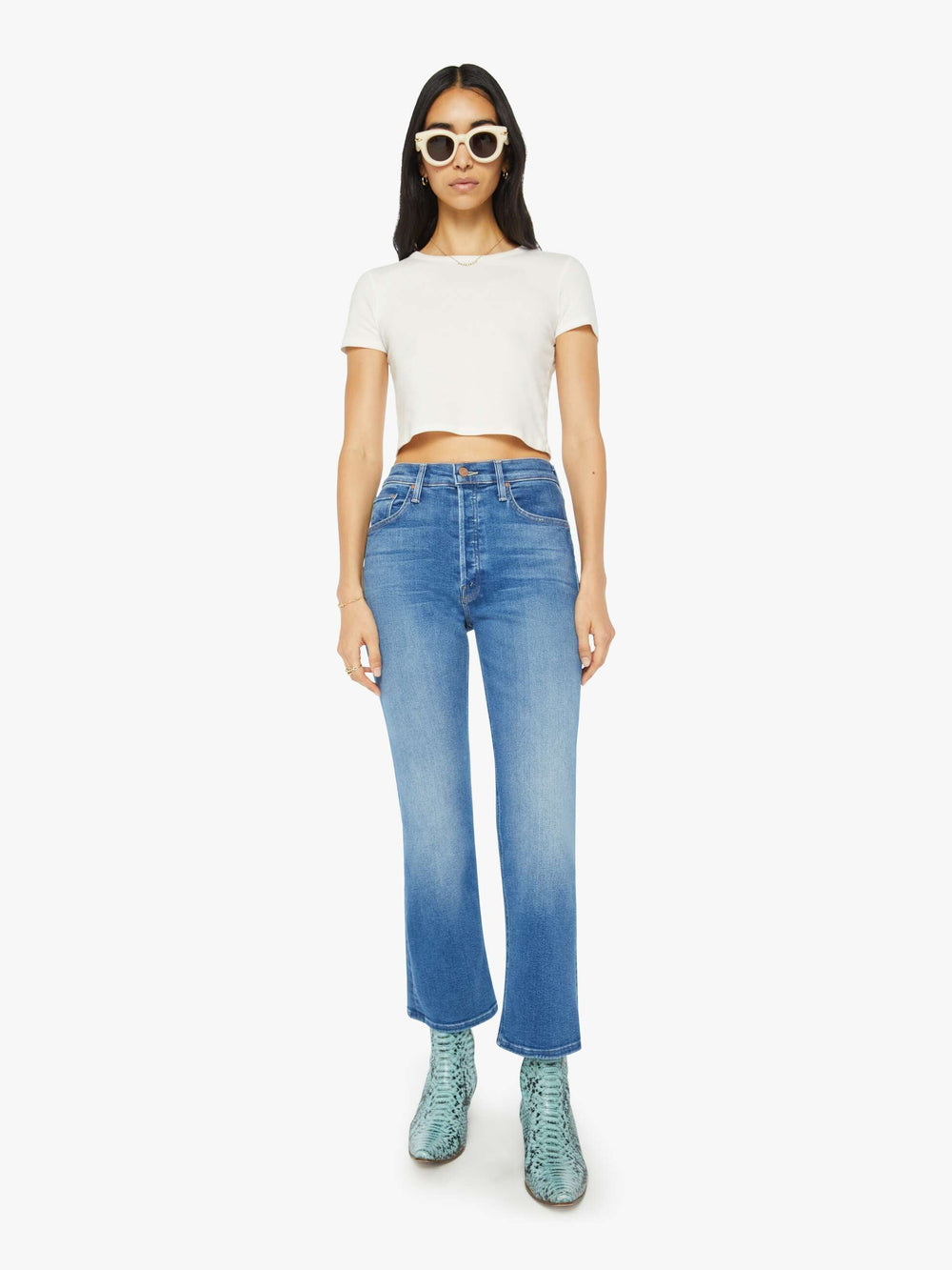 Women The Tripper Ankle | Mother Denim Blue (Medium)