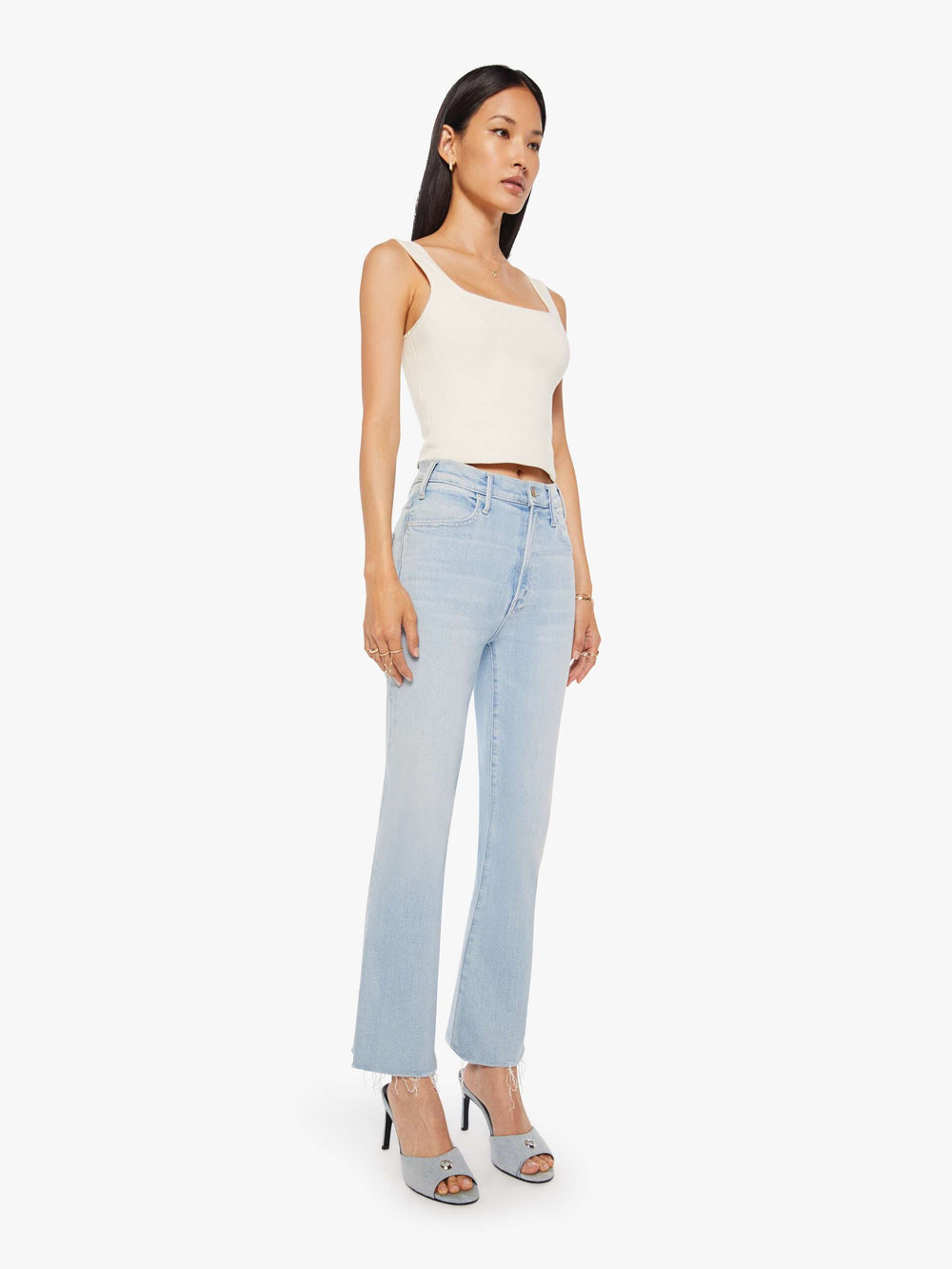 Women The Hustler Ankle Fray | Mother Denim Blue (Light-Pastel)