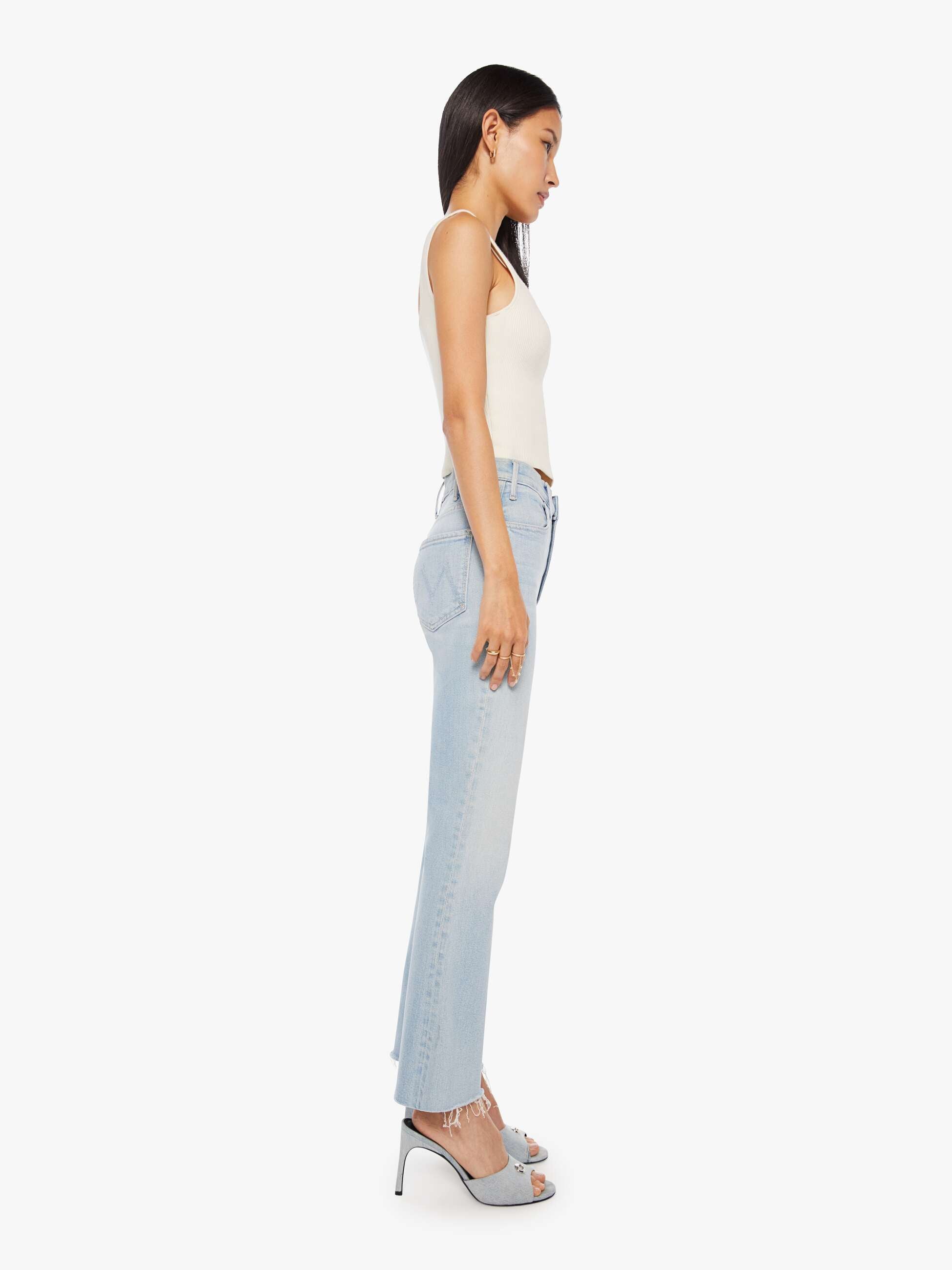 Women The Hustler Ankle Fray | Mother Denim Blue (Light-Pastel)