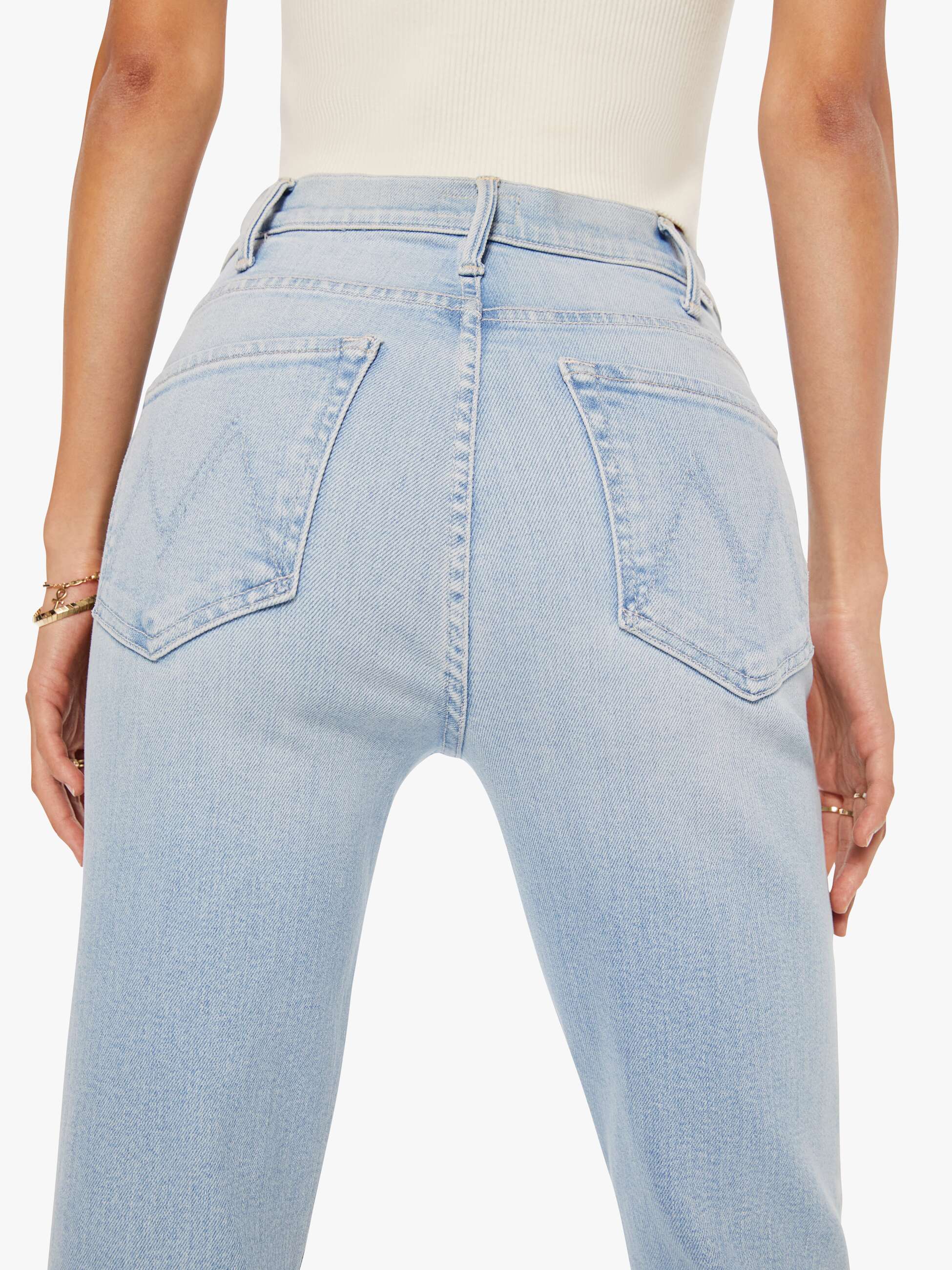 Women The Hustler Ankle Fray | Mother Denim Blue (Light-Pastel)