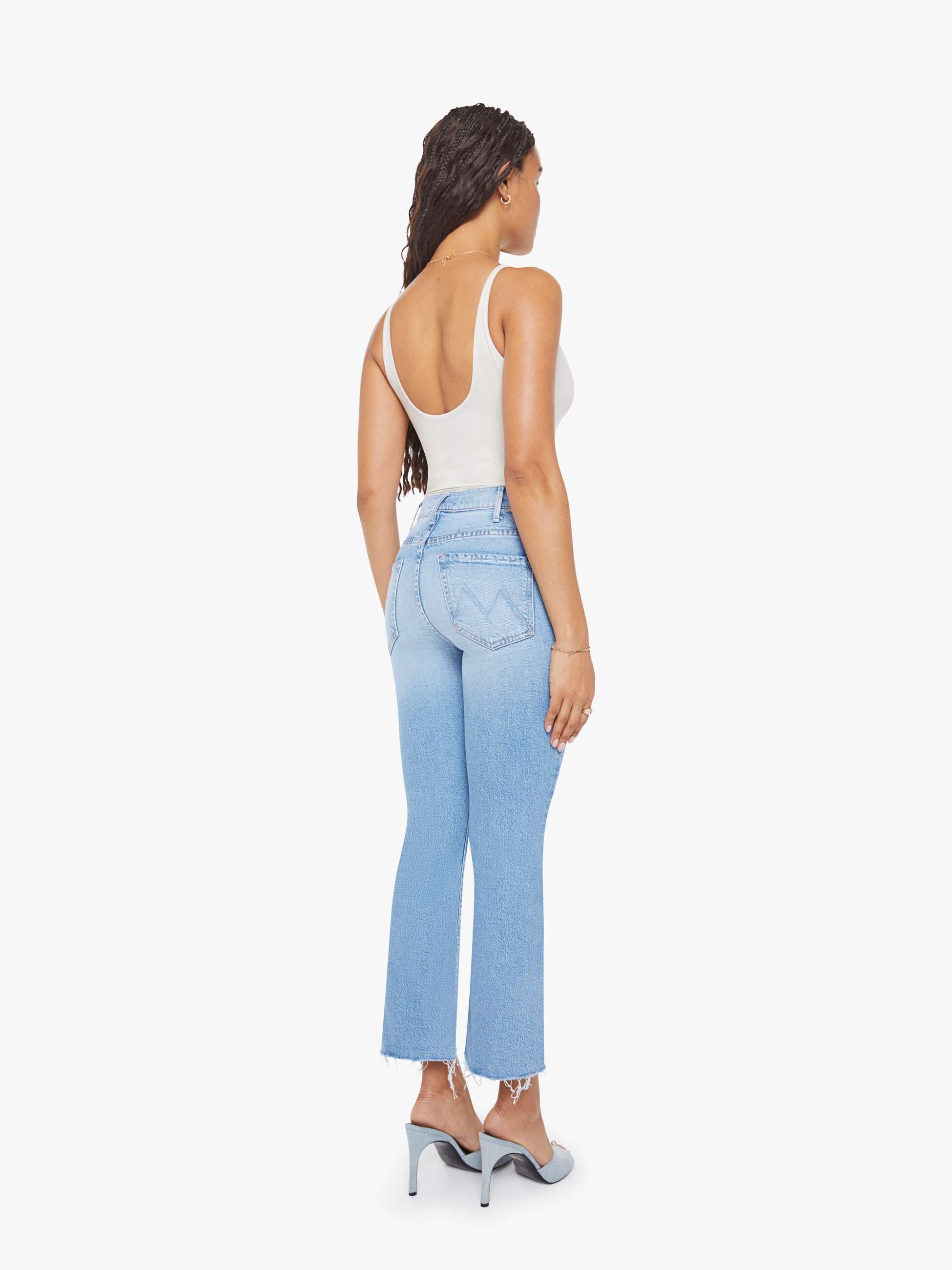 Women PETITES The Lil Hustler Ankle Fray | Mother Denim Blue (Light-Pastel)