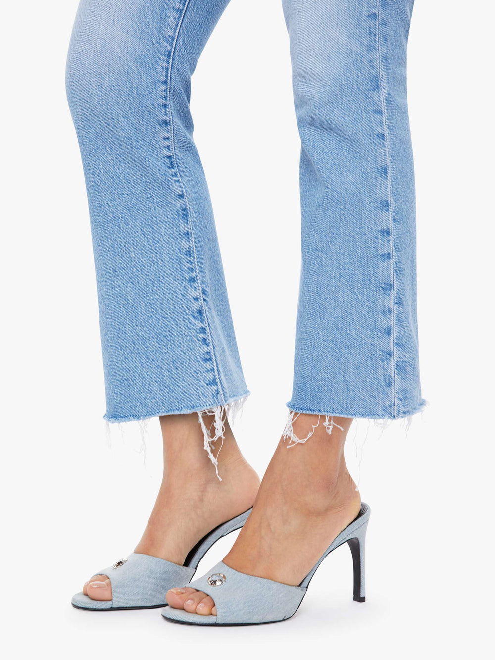 Women PETITES The Lil Hustler Ankle Fray | Mother Denim Blue (Light-Pastel)