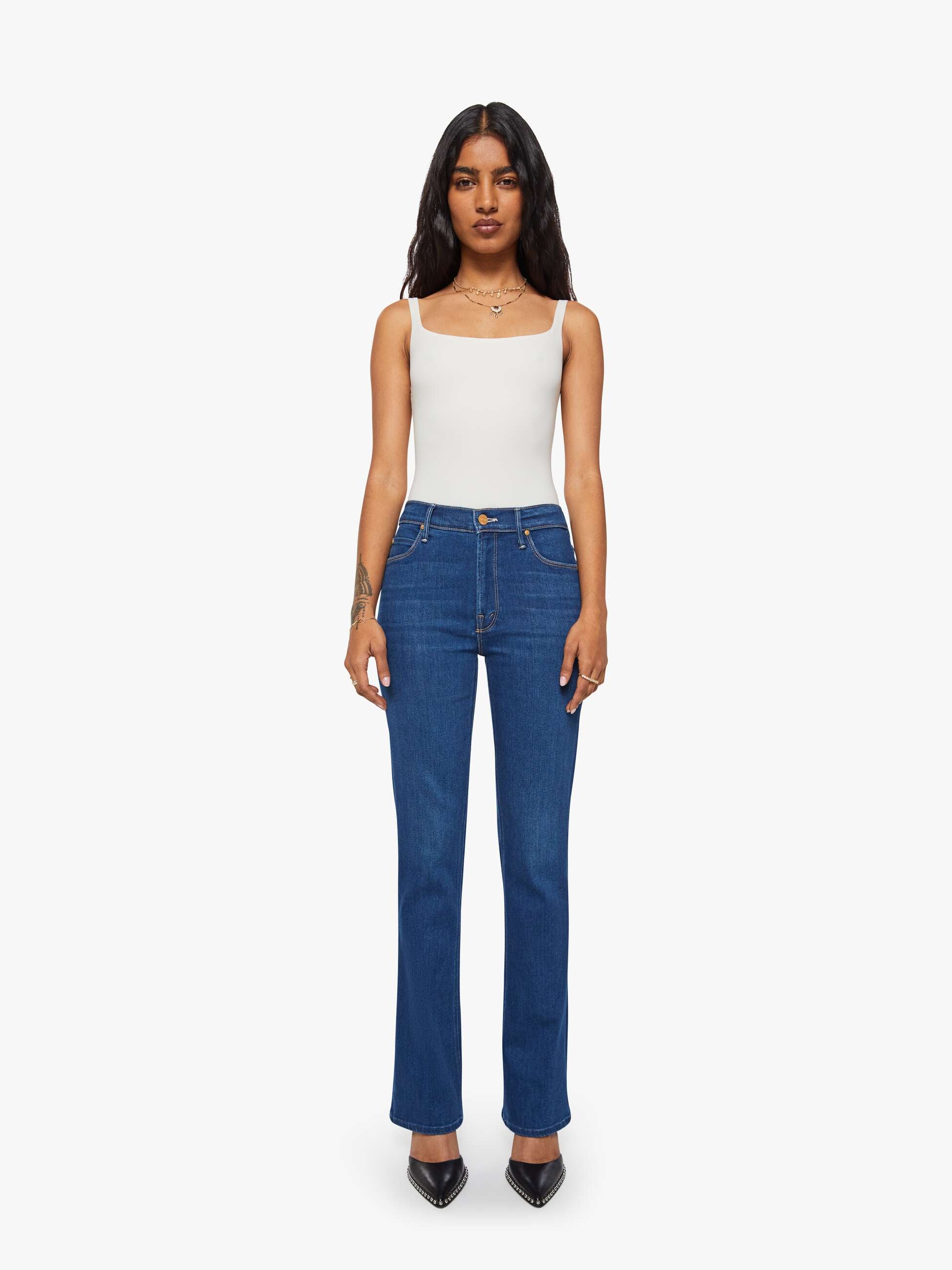Women PETITES The Lil Runaway | Mother Denim Blue (Navy)