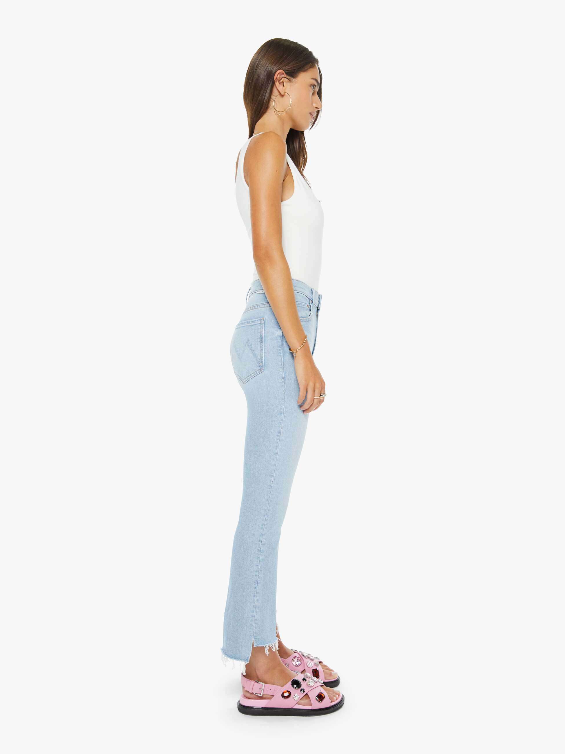 Women The Insider Crop Step Fray | Mother Denim Blue (Light-Pastel)