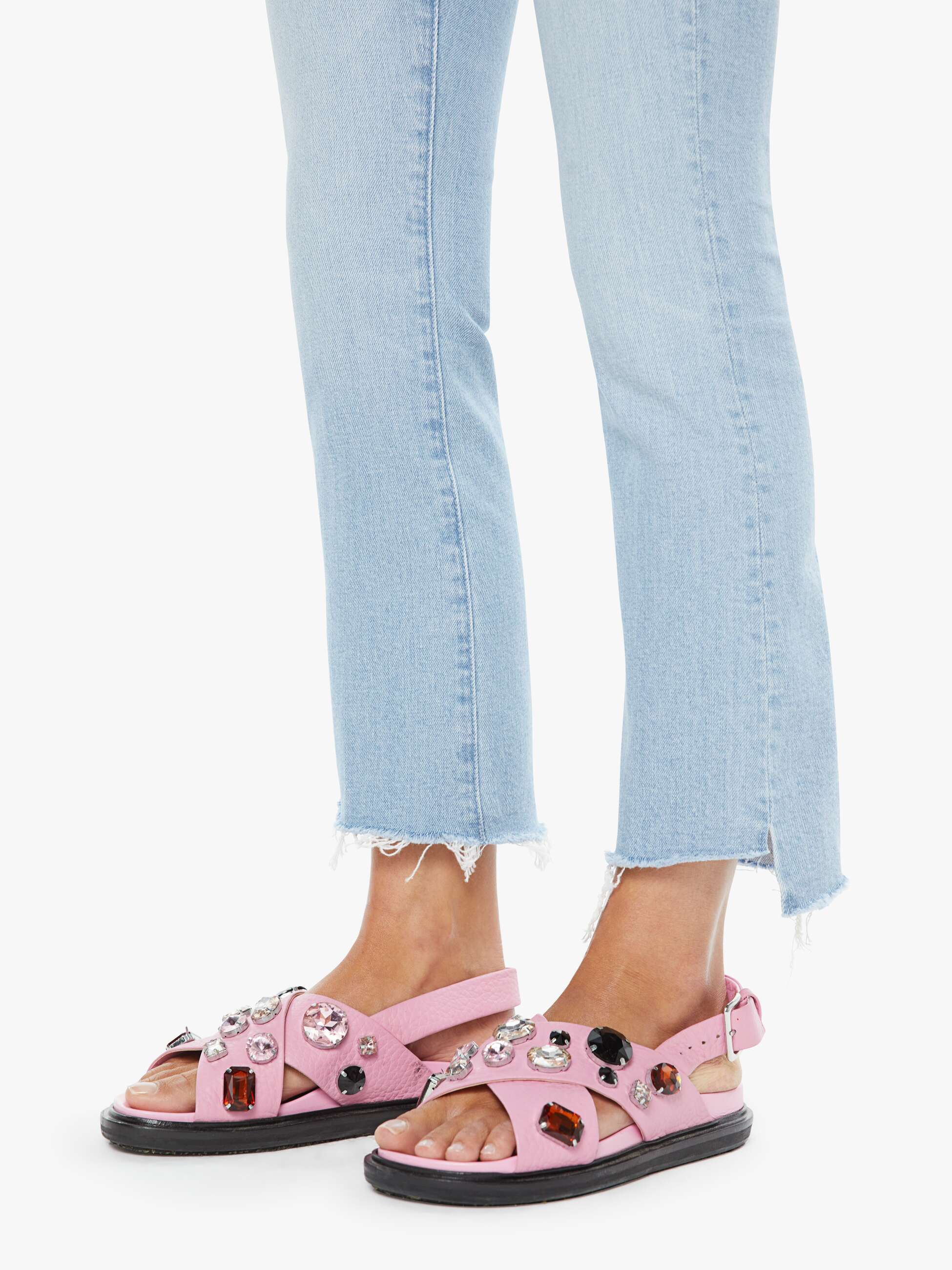 Women The Insider Crop Step Fray | Mother Denim Blue (Light-Pastel)