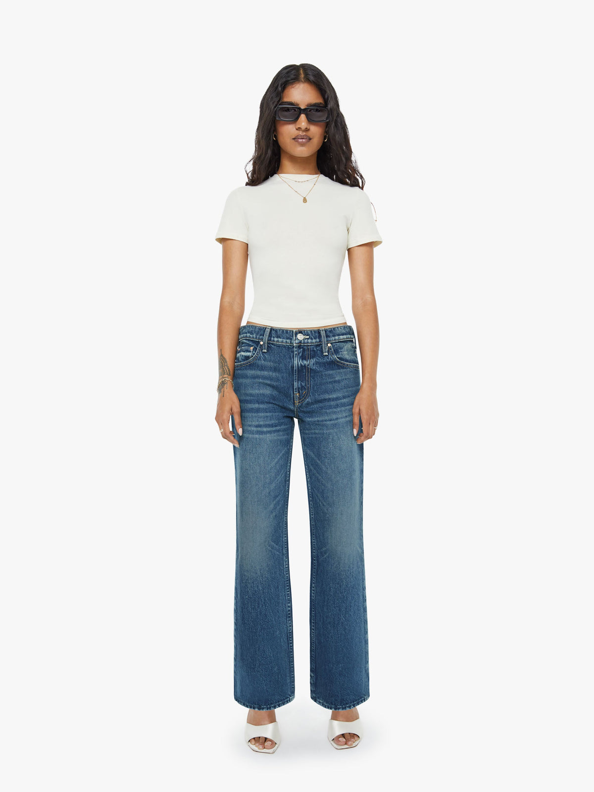 Women PETITES The Lil Reifler | Mother Denim Blue (Medium)