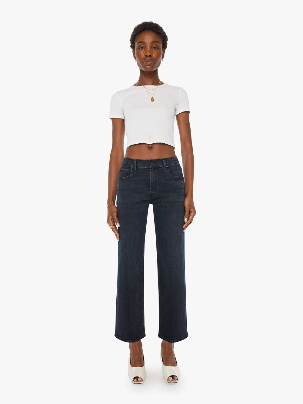 Women The Mid Rise Zip Rambler Ankle | Mother Denim Black