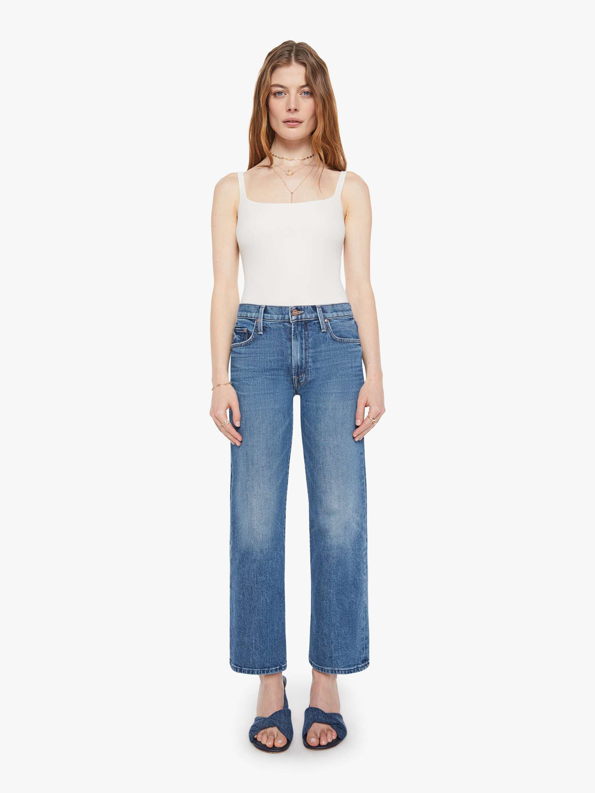 Women The Mid Rise Rambler Zip Ankle | Mother Denim Blue (Navy)