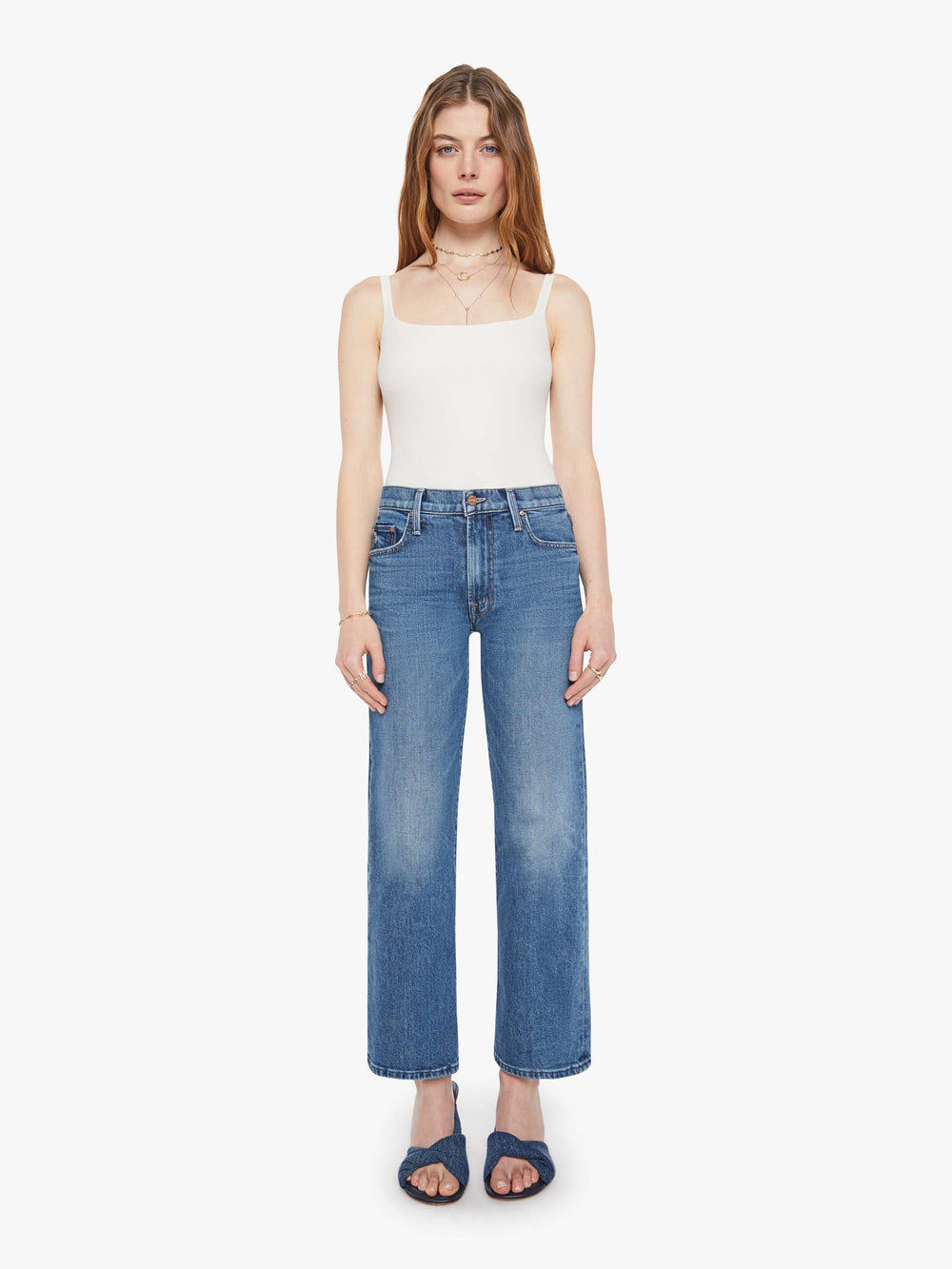 Women The Mid Rise Rambler Zip Ankle | Mother Denim Blue (Navy)