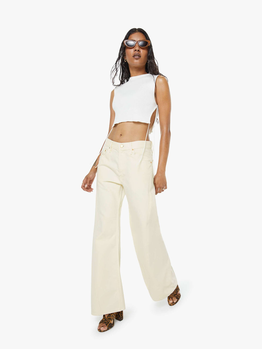 Women PETITES The Lil Lemon Twist Sneak | Mother Denim Natural