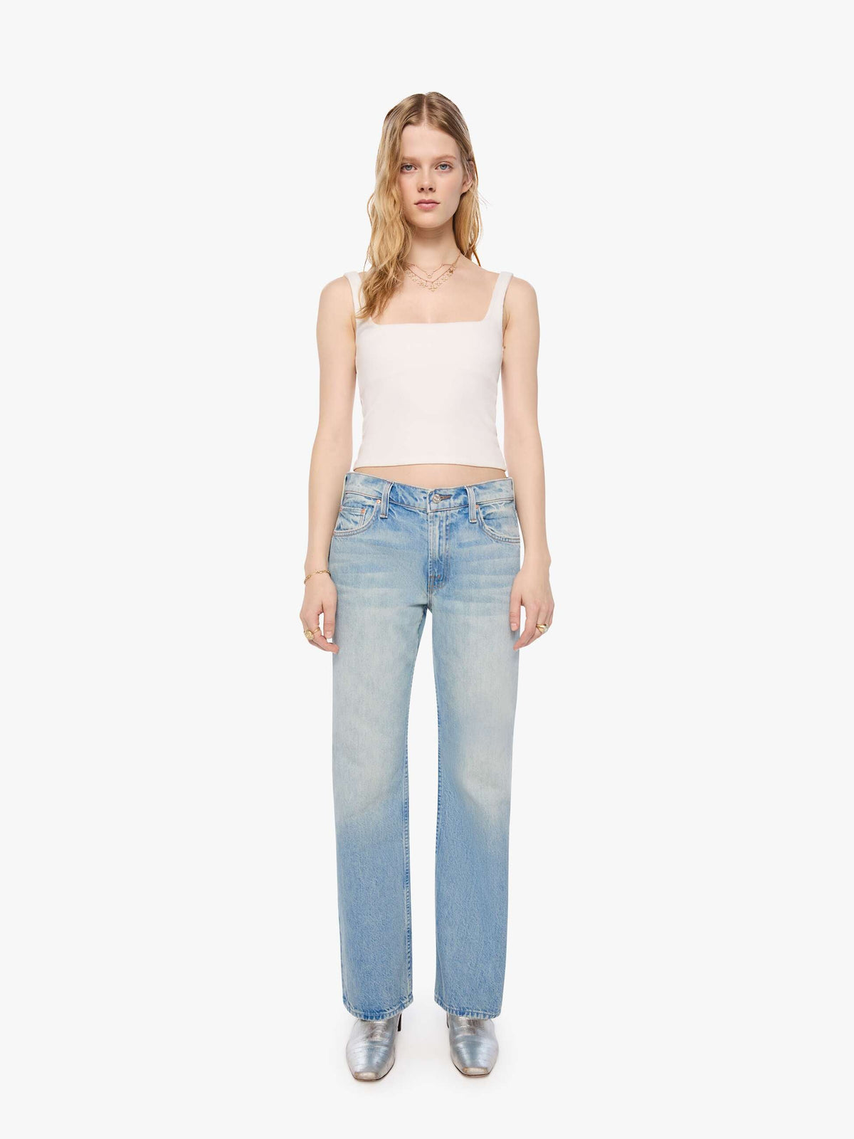 Women PETITES The Lil Reifler | Mother Denim Blue (Light-Pastel)