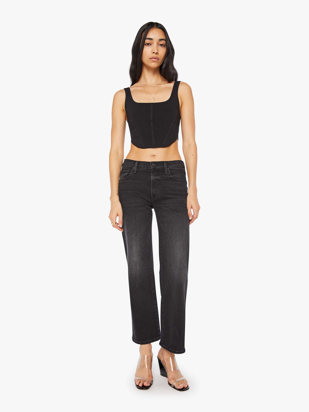 Women The Mid Rise Rambler Zip Flood | Mother Denim Spiked Hair Art Flair