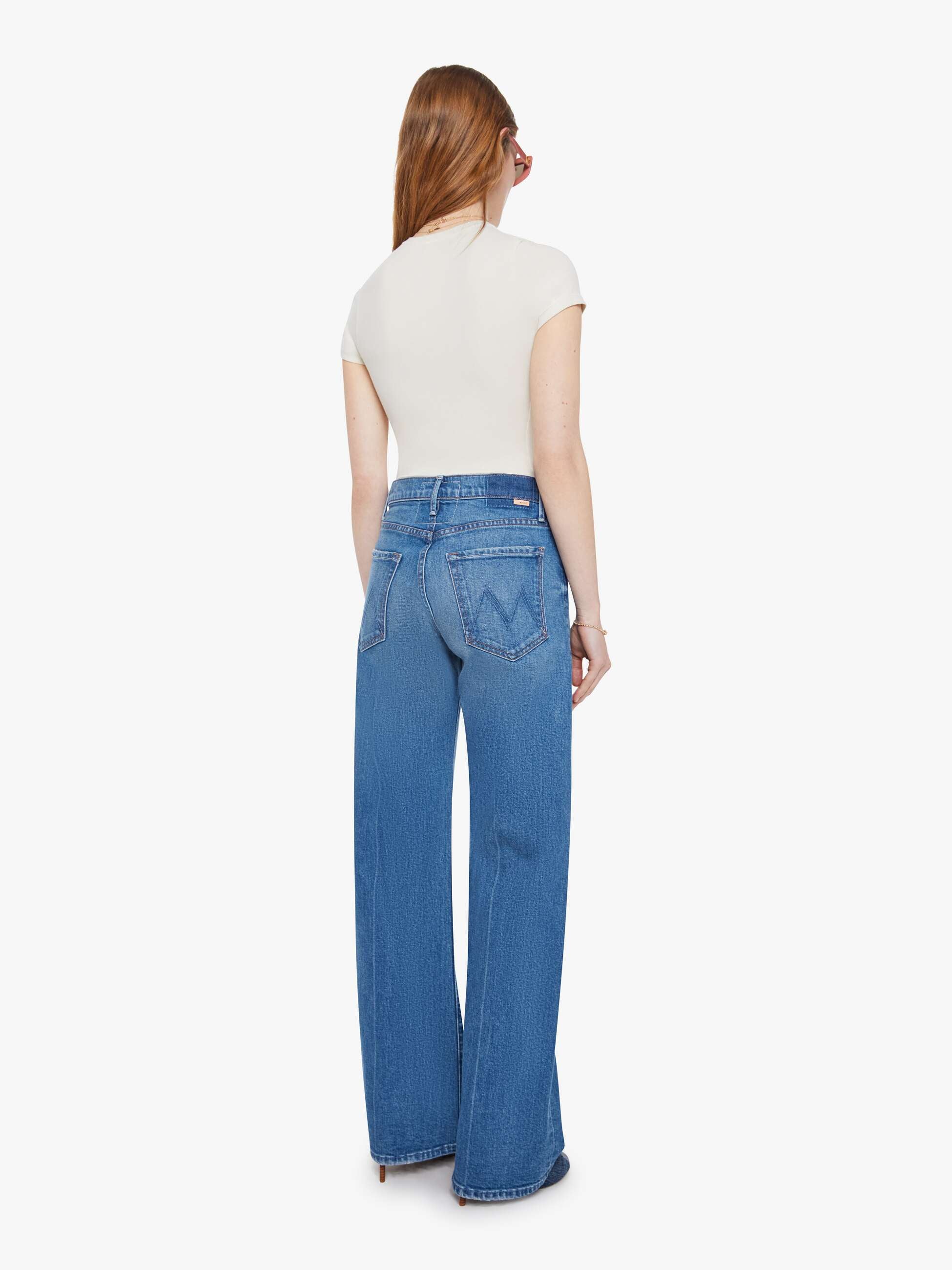 Women The Mid Rise Lasso Sneak | Mother Denim Blue (Medium)