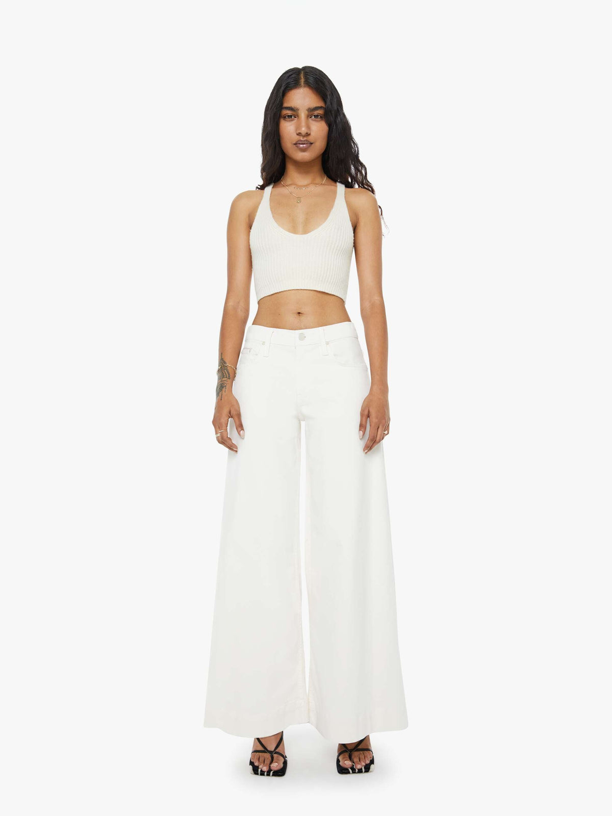 Women PETITES The Lil Mid Rise Headliner Sneak | Mother Denim Cream Puffs
