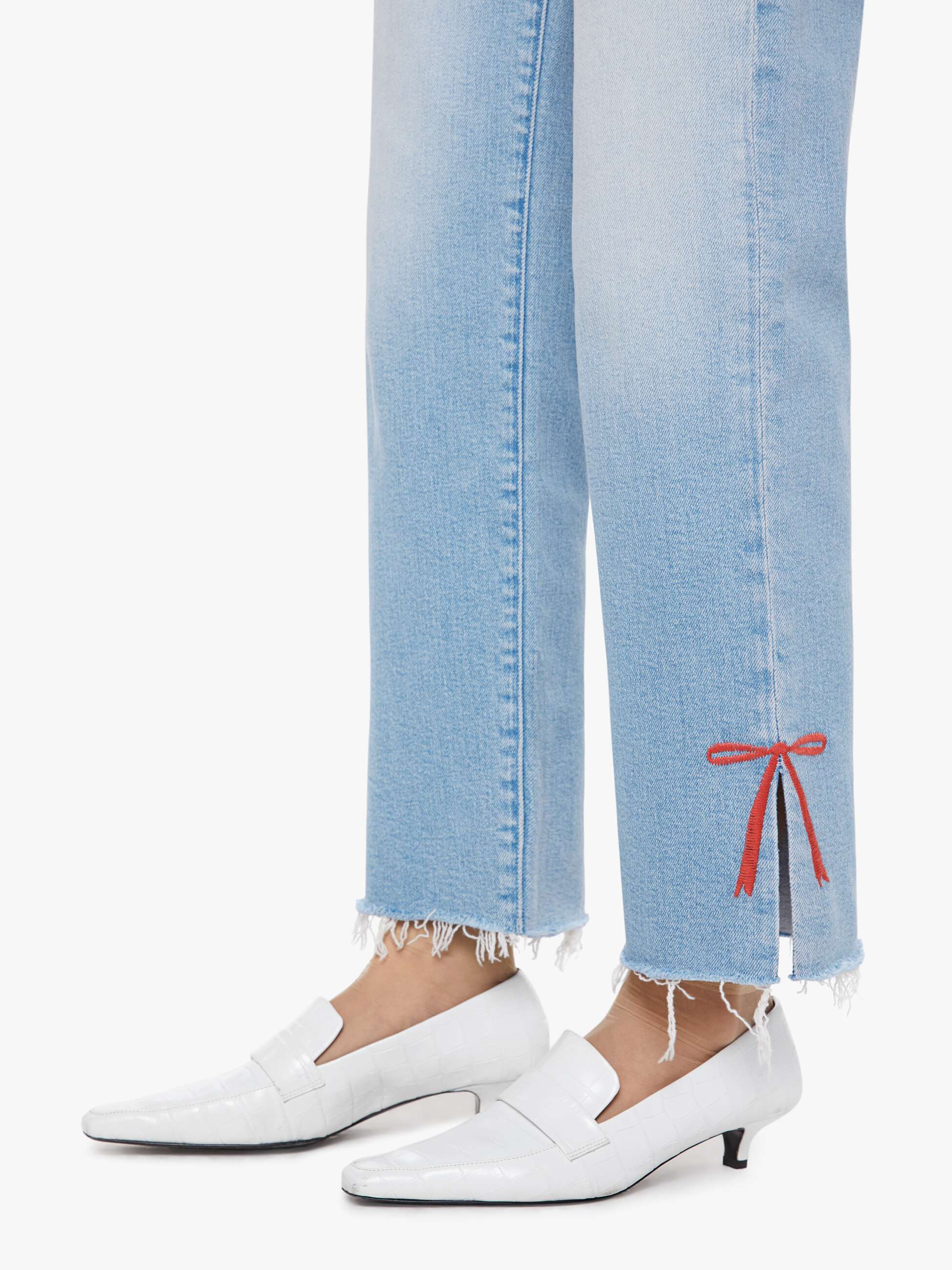 Women The Rambler Zip Slice Hover Fray | Mother Denim Blue (Light-Pastel)