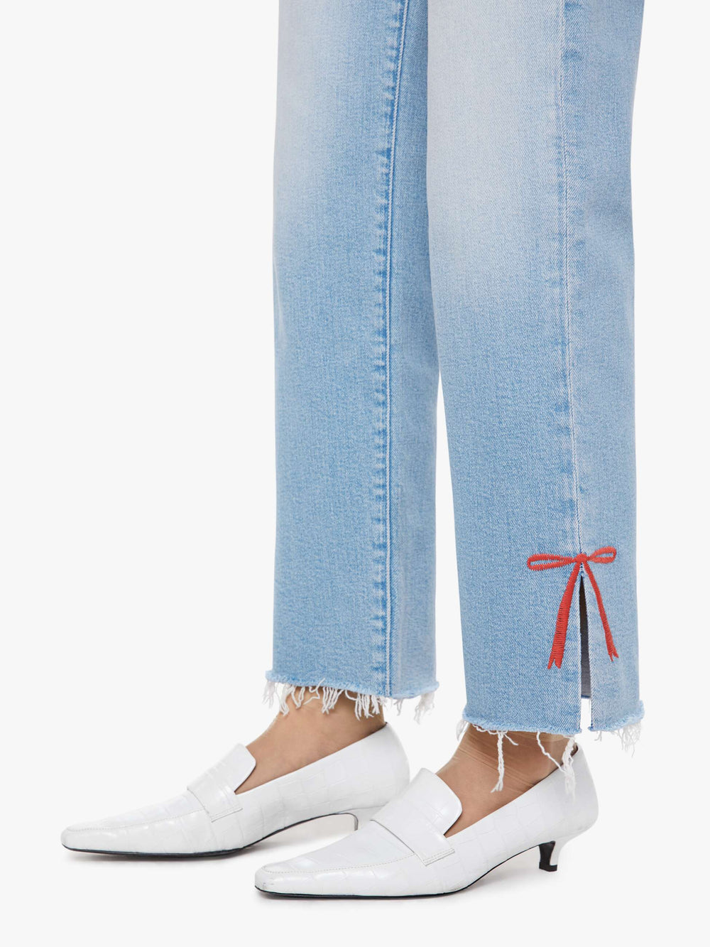 Women The Rambler Zip Slice Hover Fray | Mother Denim Blue (Light-Pastel)