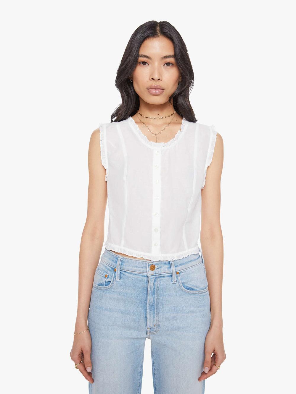 Women The Rambler Zip Slice Hover Fray | Mother Denim Blue (Light-Pastel)