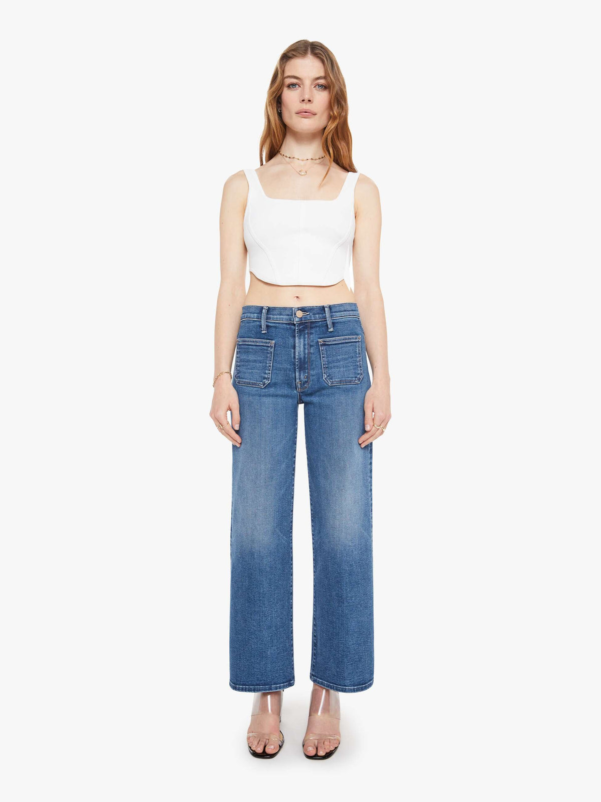 Women The Patch Pocket Mid Rise Maven Ankle | Mother Denim Let\u0026#39;s Split