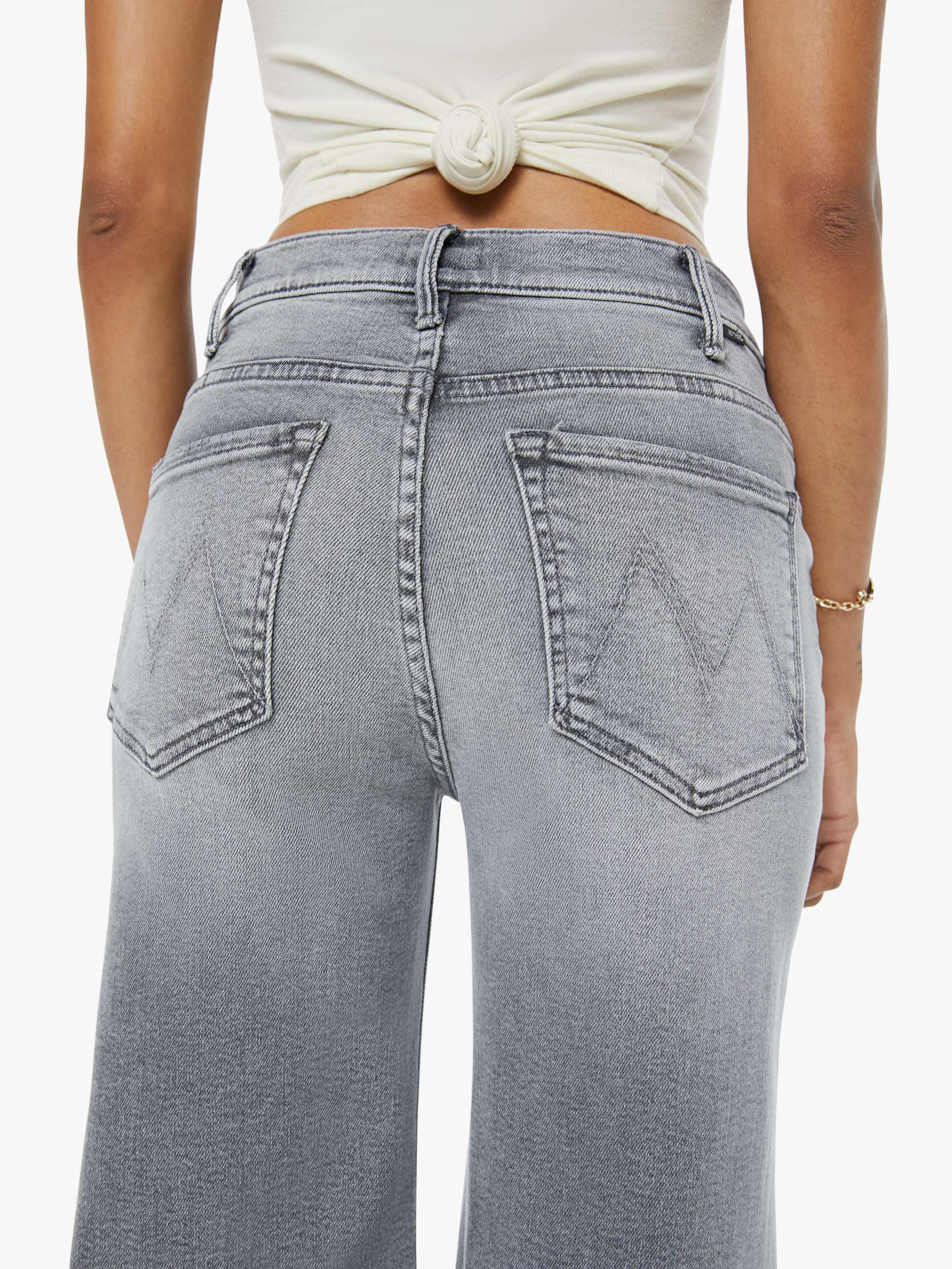 Women PETITES The Lil Hustler Roller Skimp | Mother Denim Grey (Open)