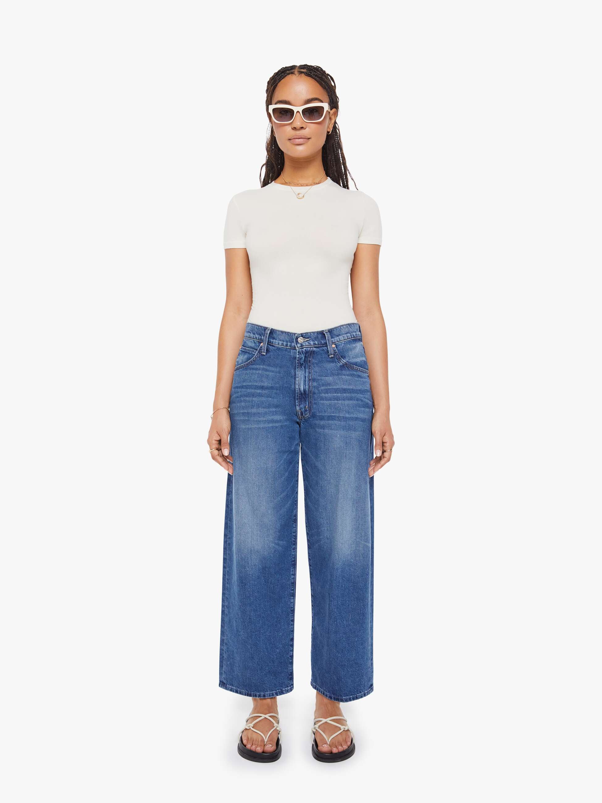 Women PETITES The Lil Delinquent Nerdy | Mother Denim Blue (Medium)