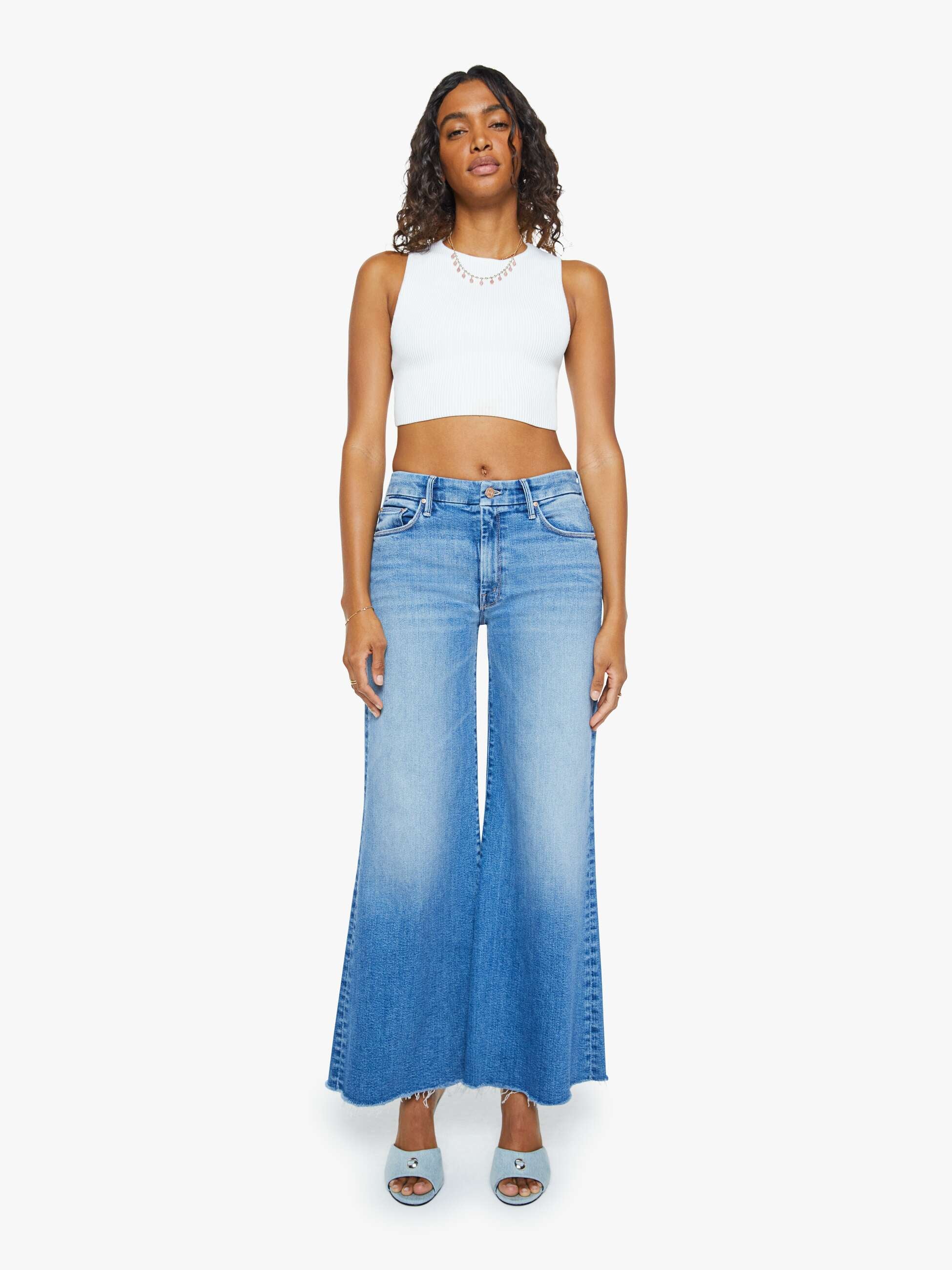 Women The Roller Fray | Mother Denim Blue (Medium)