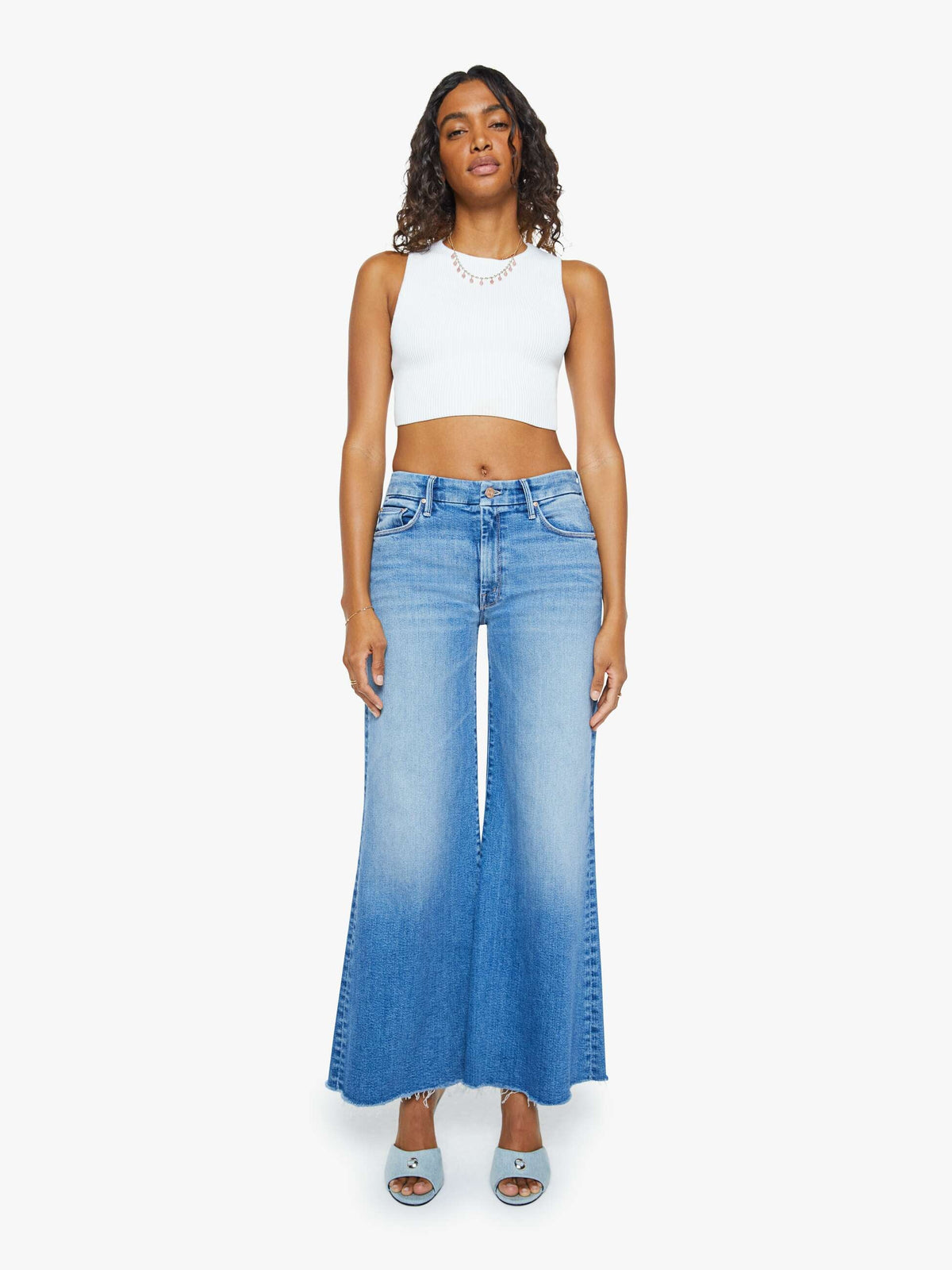 Women The Roller Fray | Mother Denim Blue (Medium)