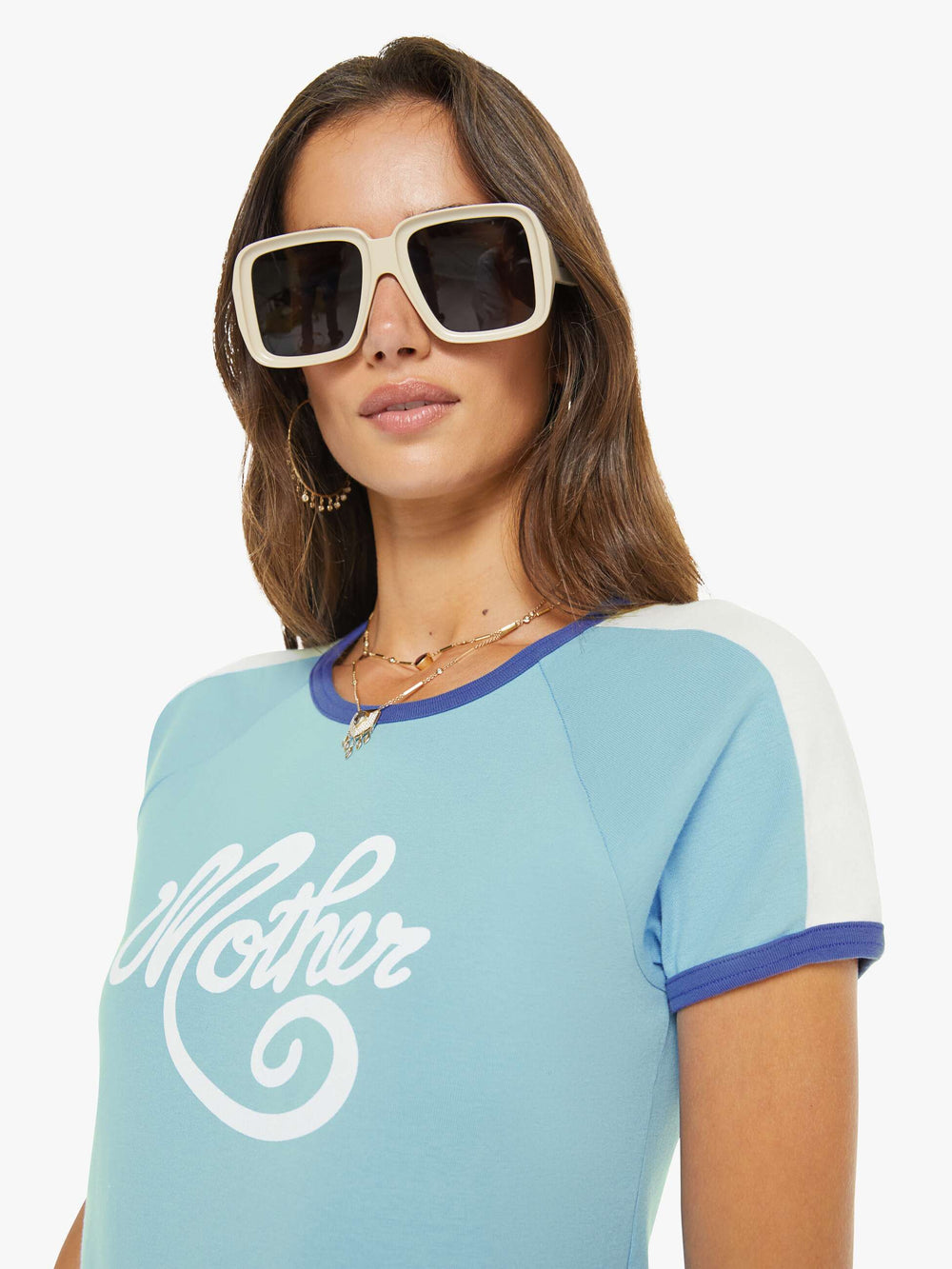 Women PETITES The Lil Mid Rise Headliner Sneak | Mother Denim Cream Puffs