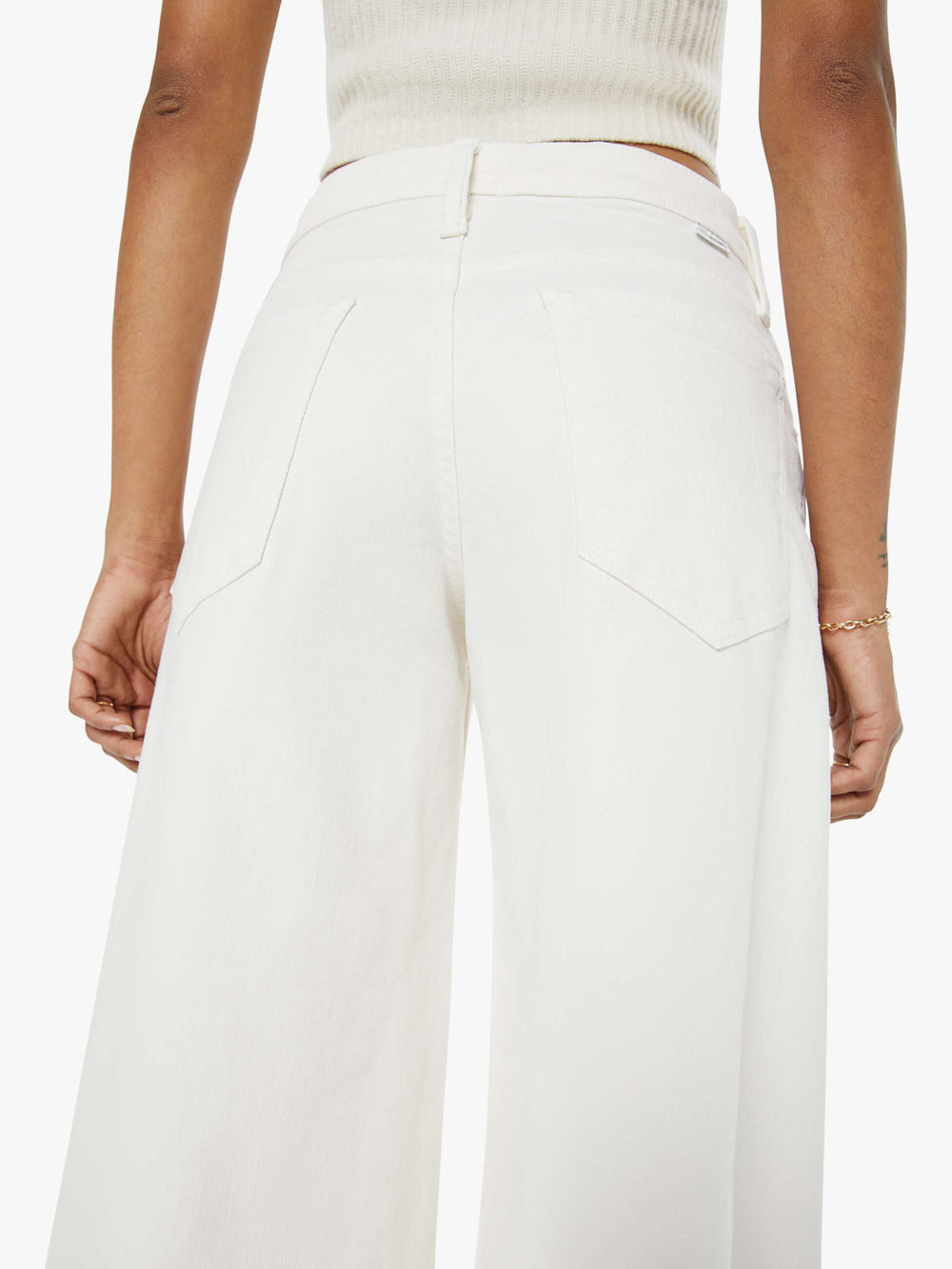 Women PETITES The Lil Mid Rise Headliner Sneak | Mother Denim Cream Puffs