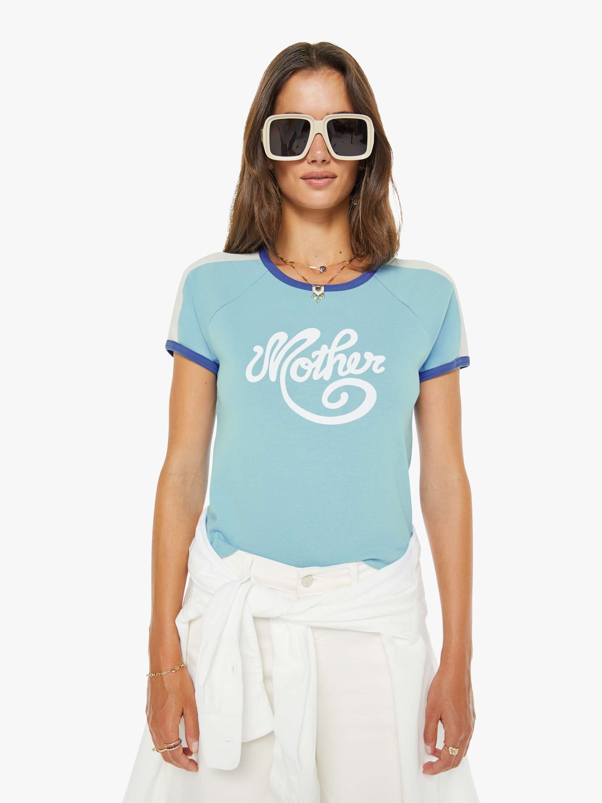 Women PETITES The Lil Mid Rise Headliner Sneak | Mother Denim Cream Puffs