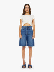 Women The Half-Pipe Bermuda Fray | Mother Denim Blue (Dark)