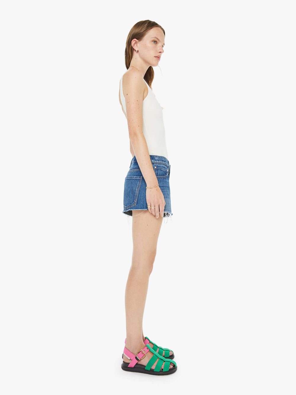 Women The Dodger Short Short Fray | Mother Denim Green Thumb