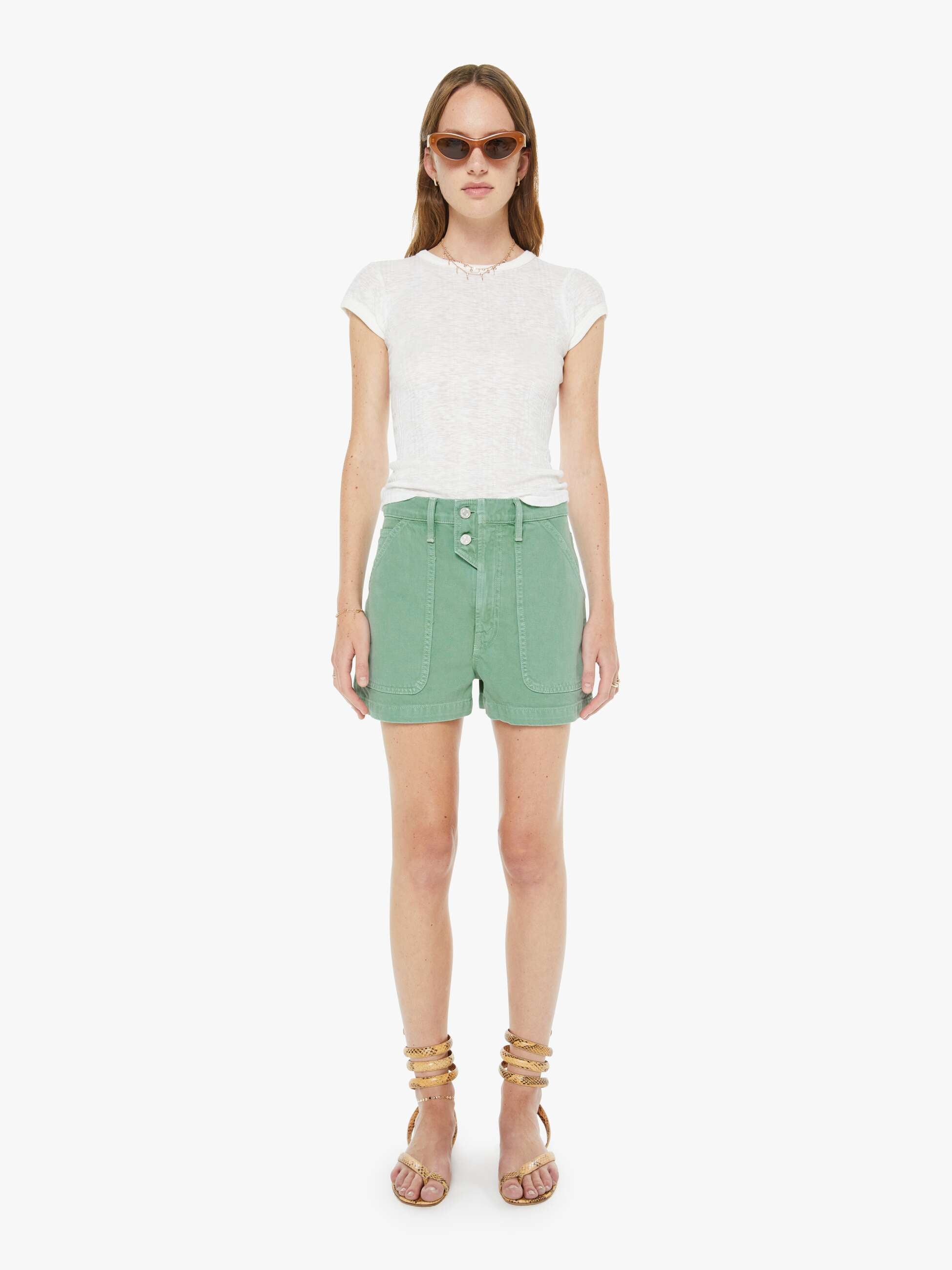 Women The Detour Short | Mother Denim Creme De Menthe