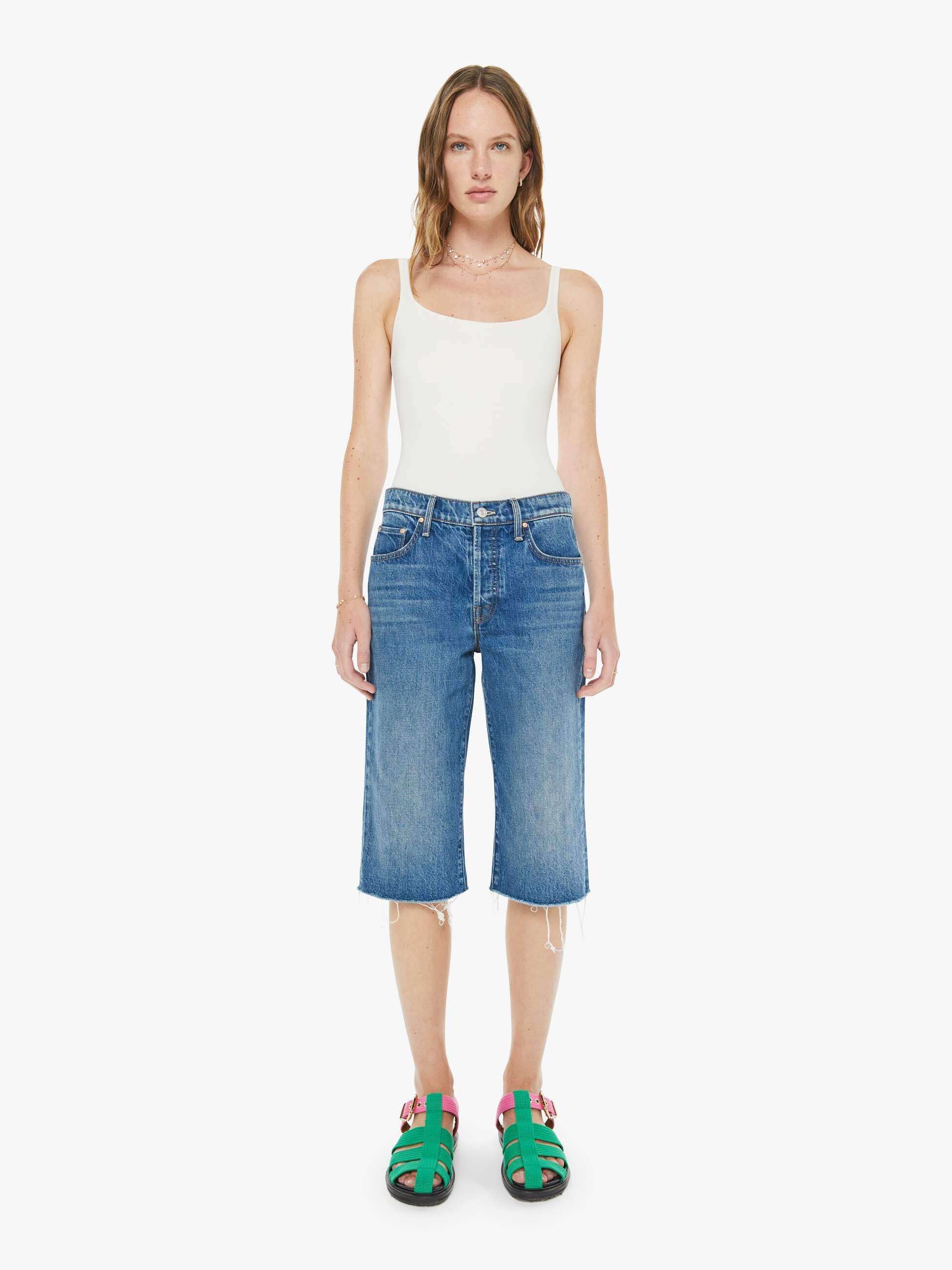 Women The Kick It Half N' Half Fray | Mother Denim Green Thumb