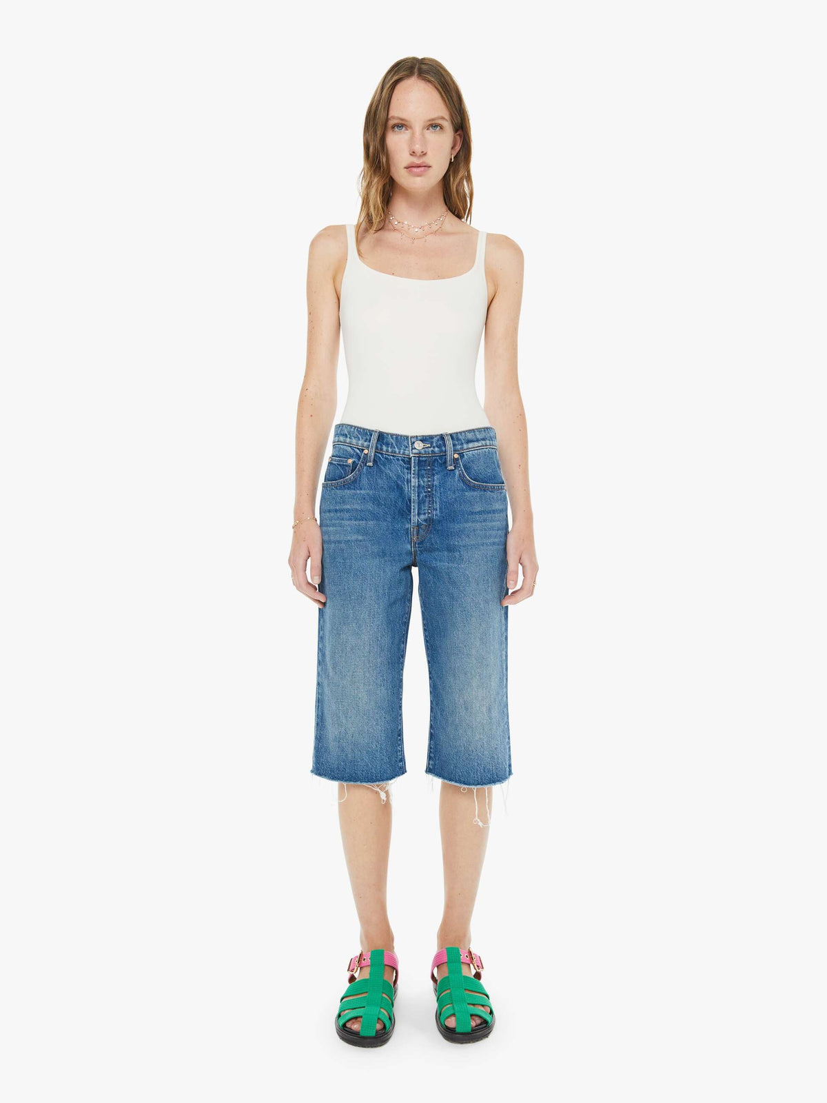 Women The Kick It Half N' Half Fray | Mother Denim Green Thumb
