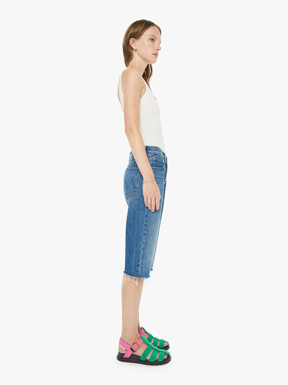 Women The Kick It Half N' Half Fray | Mother Denim Green Thumb