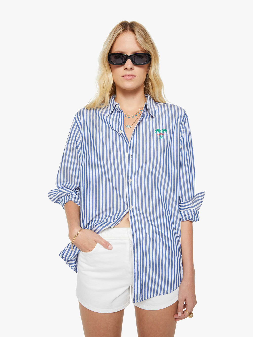 Women The Dodger Short | Mother Denim Picket Fence