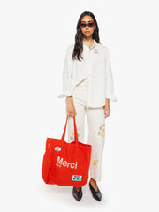 Women Merci x MOTHER Merci Tote | Mother Denim Red And Ecru