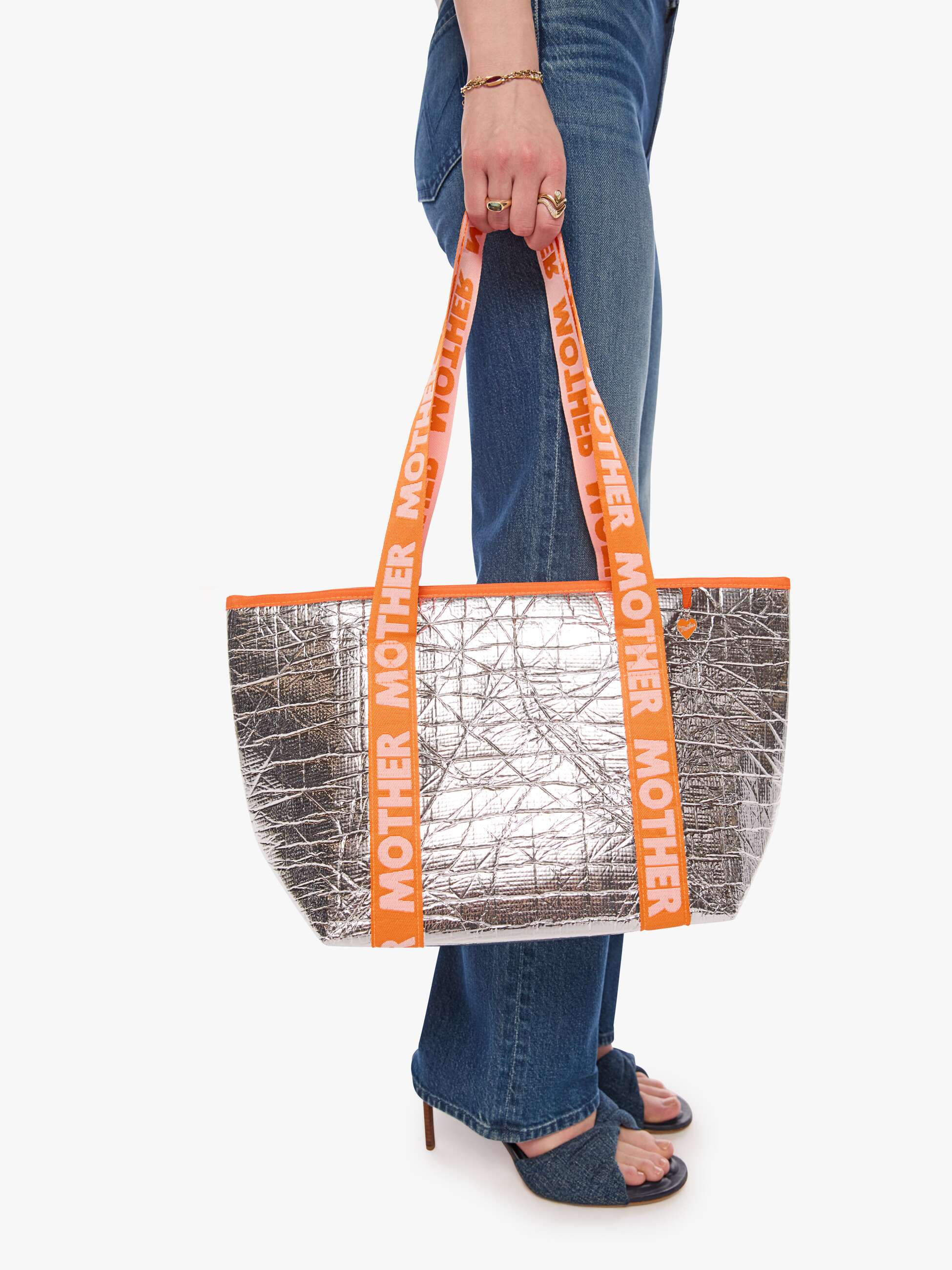 Women Thermal Tote Bag | Mother Denim Grey (Silver)