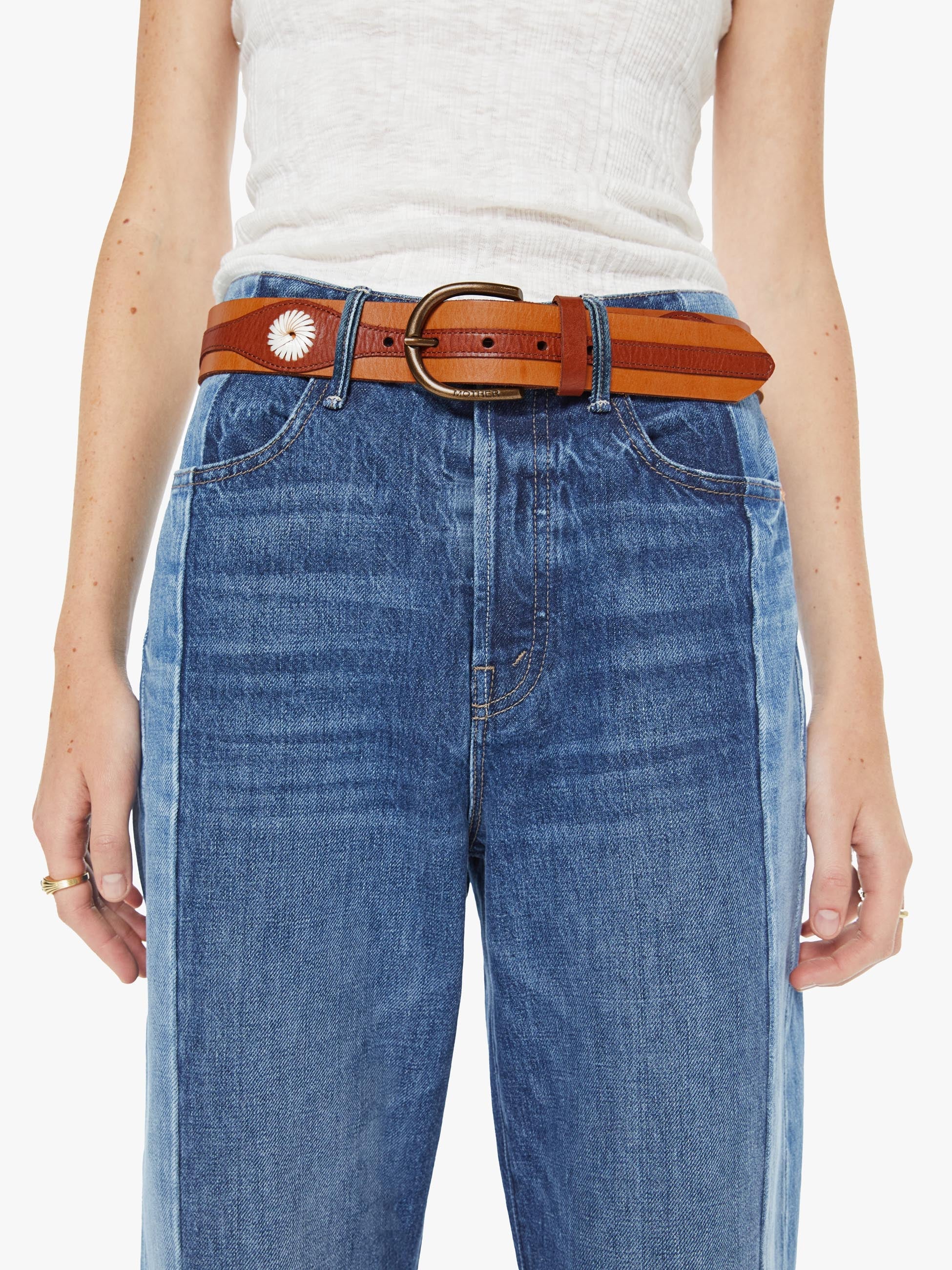 Women The 2 Tone Leather Belt | Mother Denim Natural And Cognac