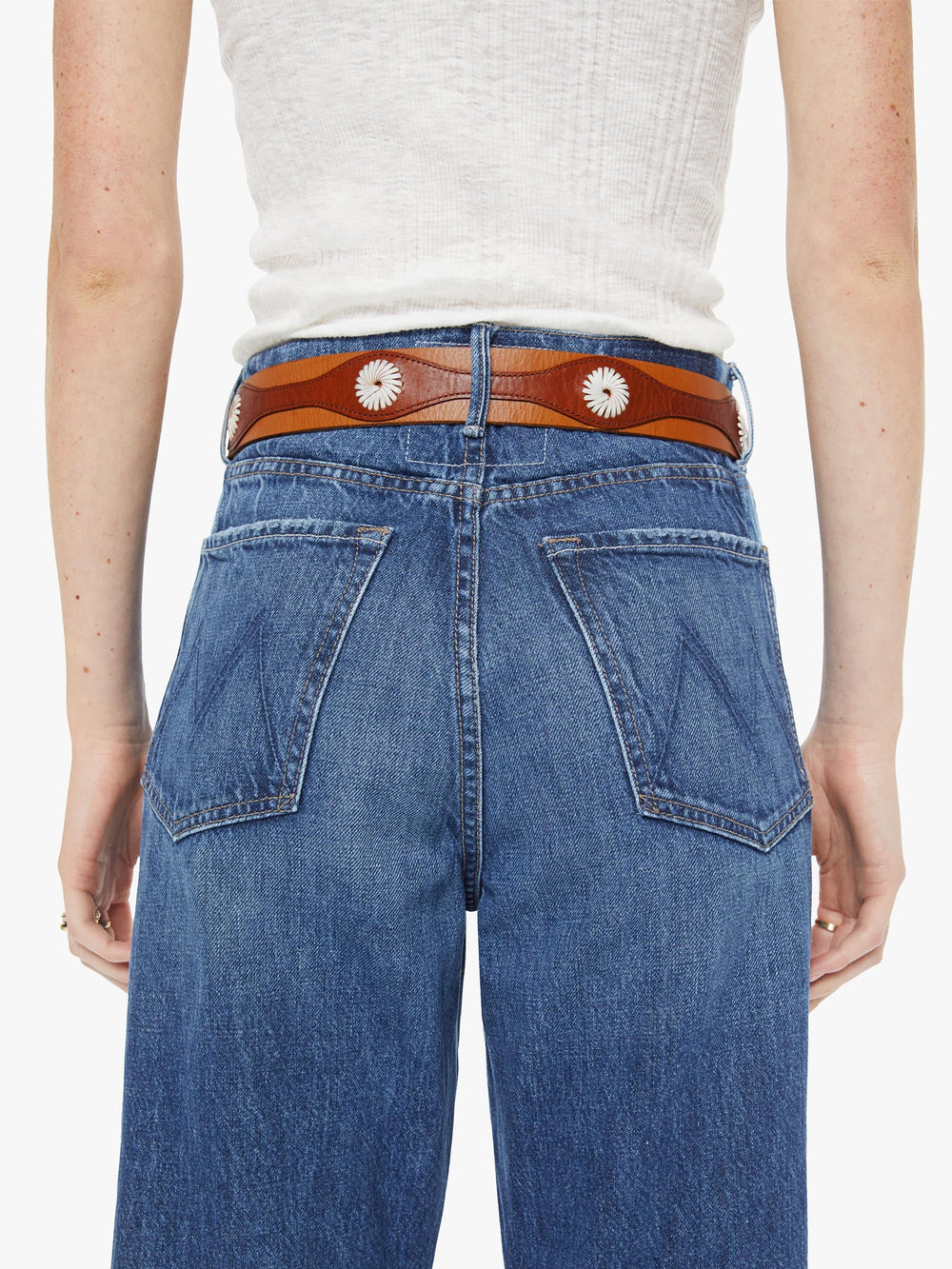 Women The 2 Tone Leather Belt | Mother Denim Natural And Cognac