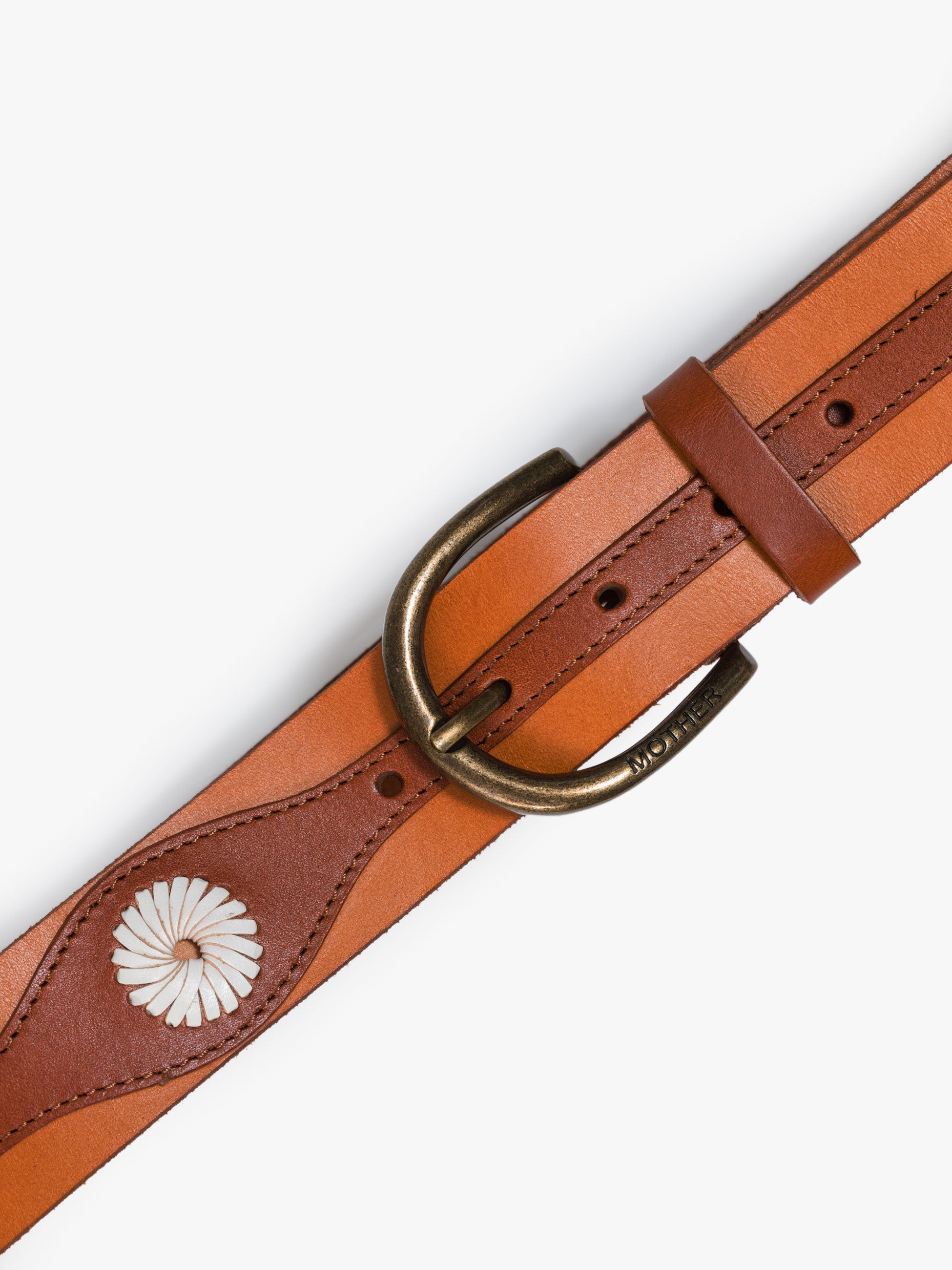 Women The 2 Tone Leather Belt | Mother Denim Natural And Cognac
