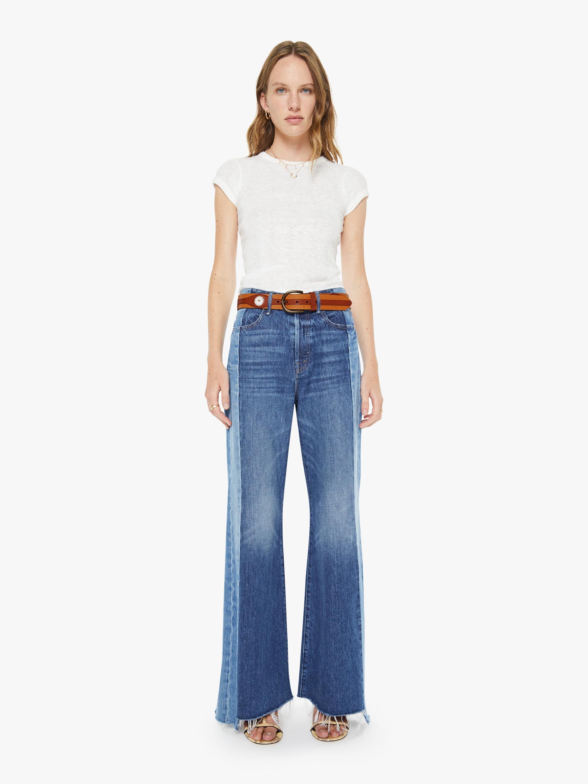 Women The 2 Tone Leather Belt | Mother Denim Natural And Cognac