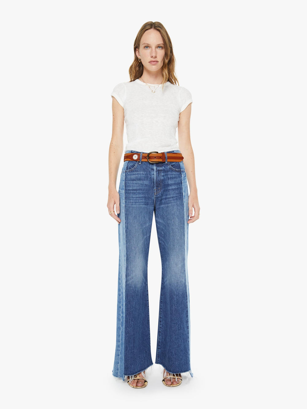 Women The 2 Tone Leather Belt | Mother Denim Natural And Cognac