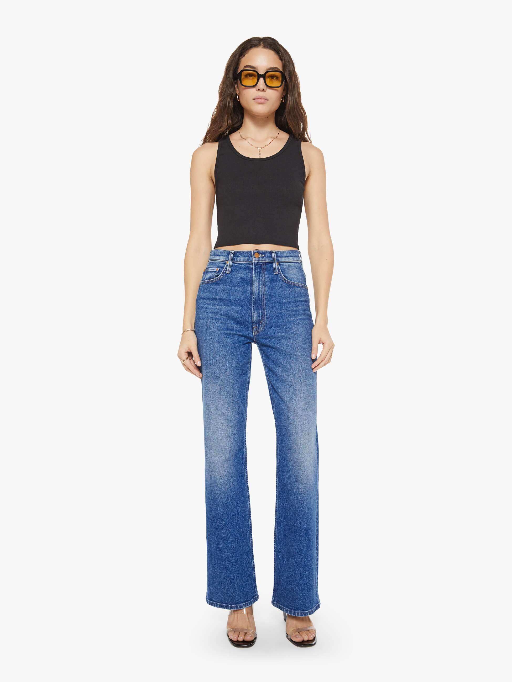 Brands Eterne Cropped Scoop Neck Tank | Mother Denim Black