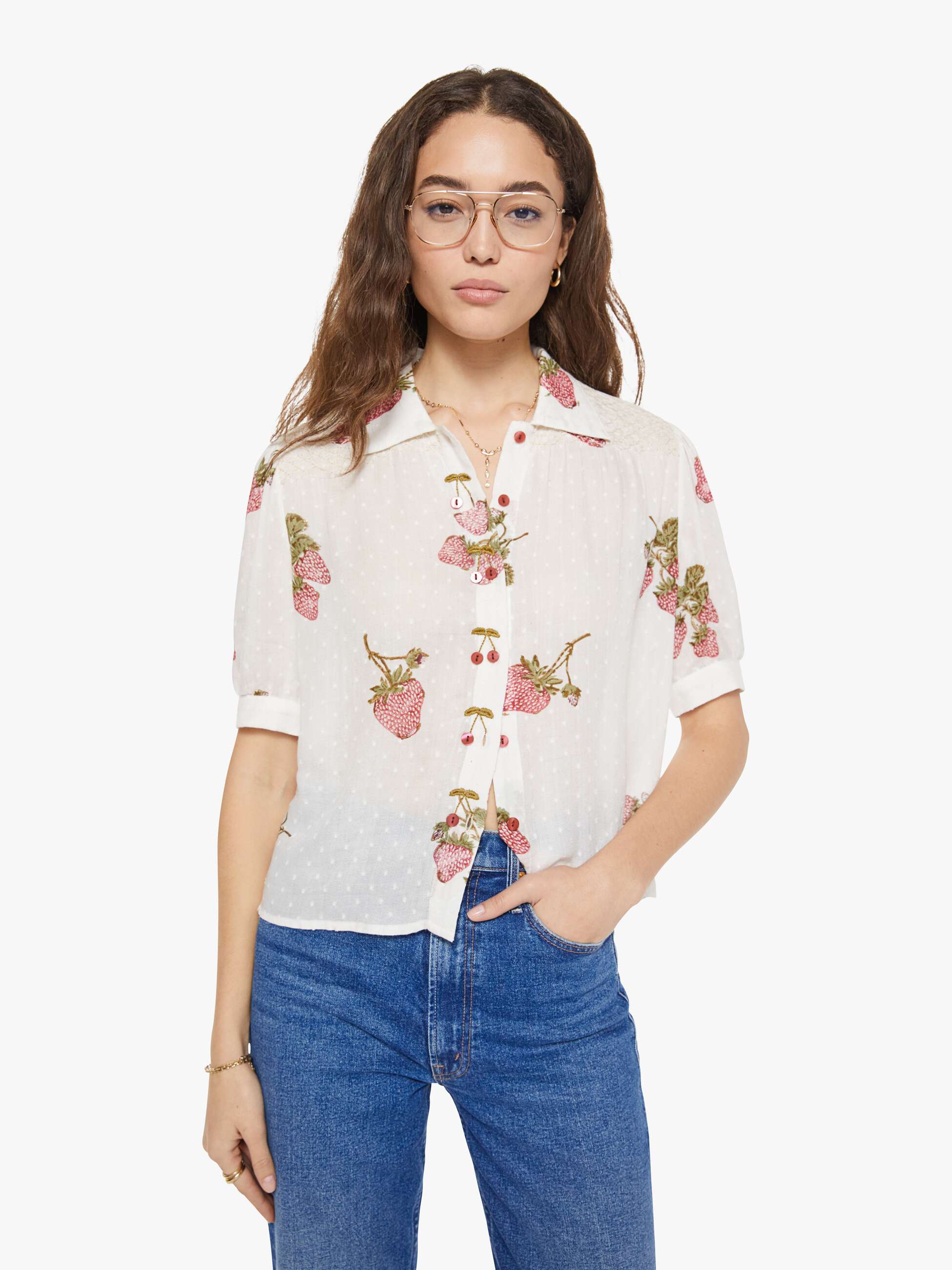 Brands Alix of Bohemia Peyton Shirt | Mother Denim STRAWBERRY DOT