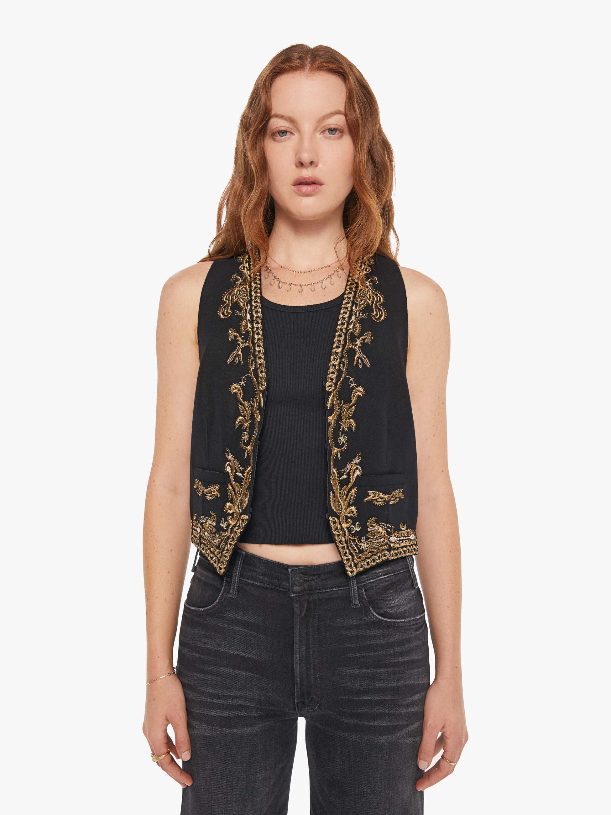 Brands Maria Cher Selena Vest | Mother Denim Black
