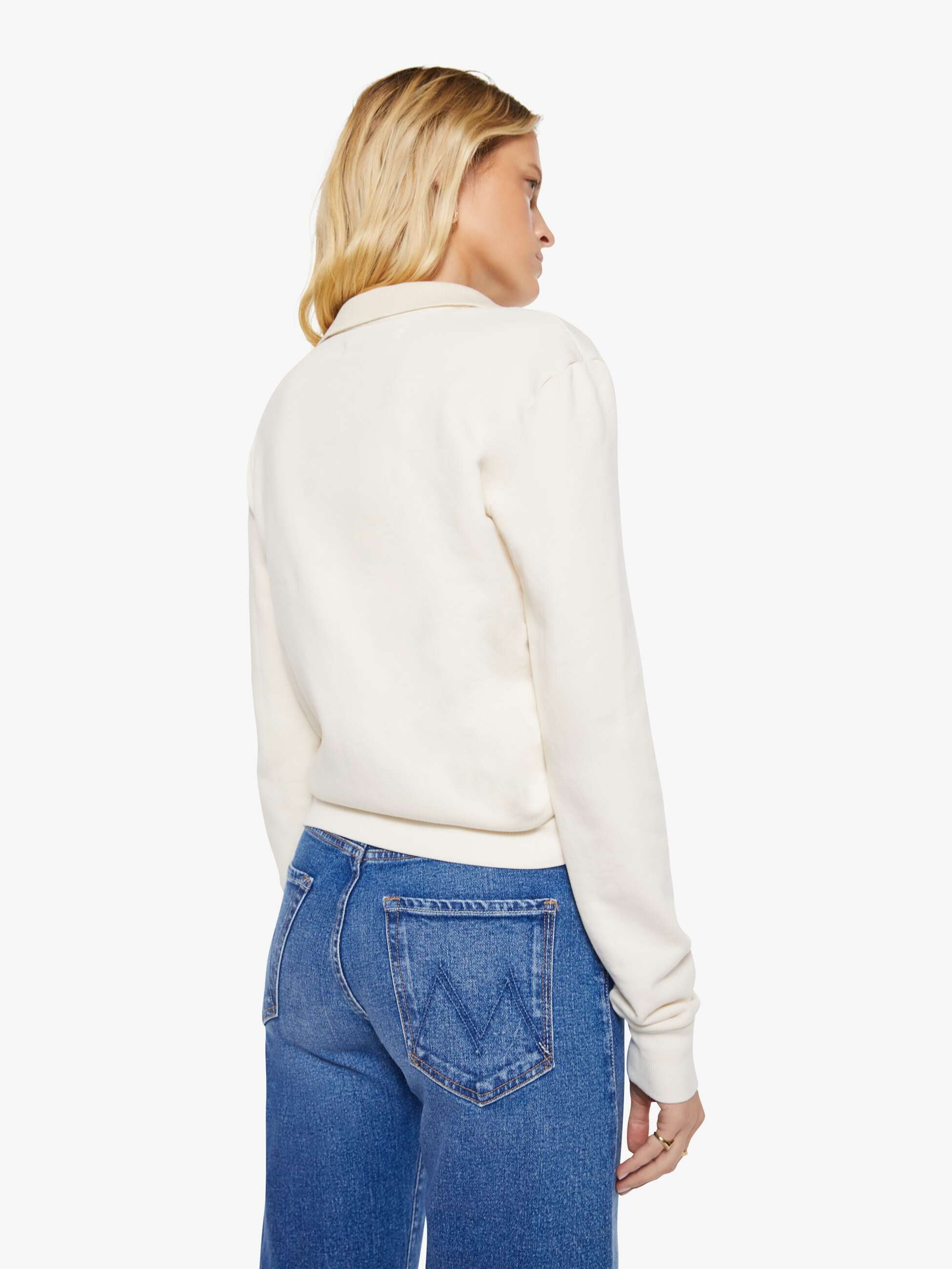 Brands SPRWMN Polo Sweatshirt | Mother Denim White (Open)