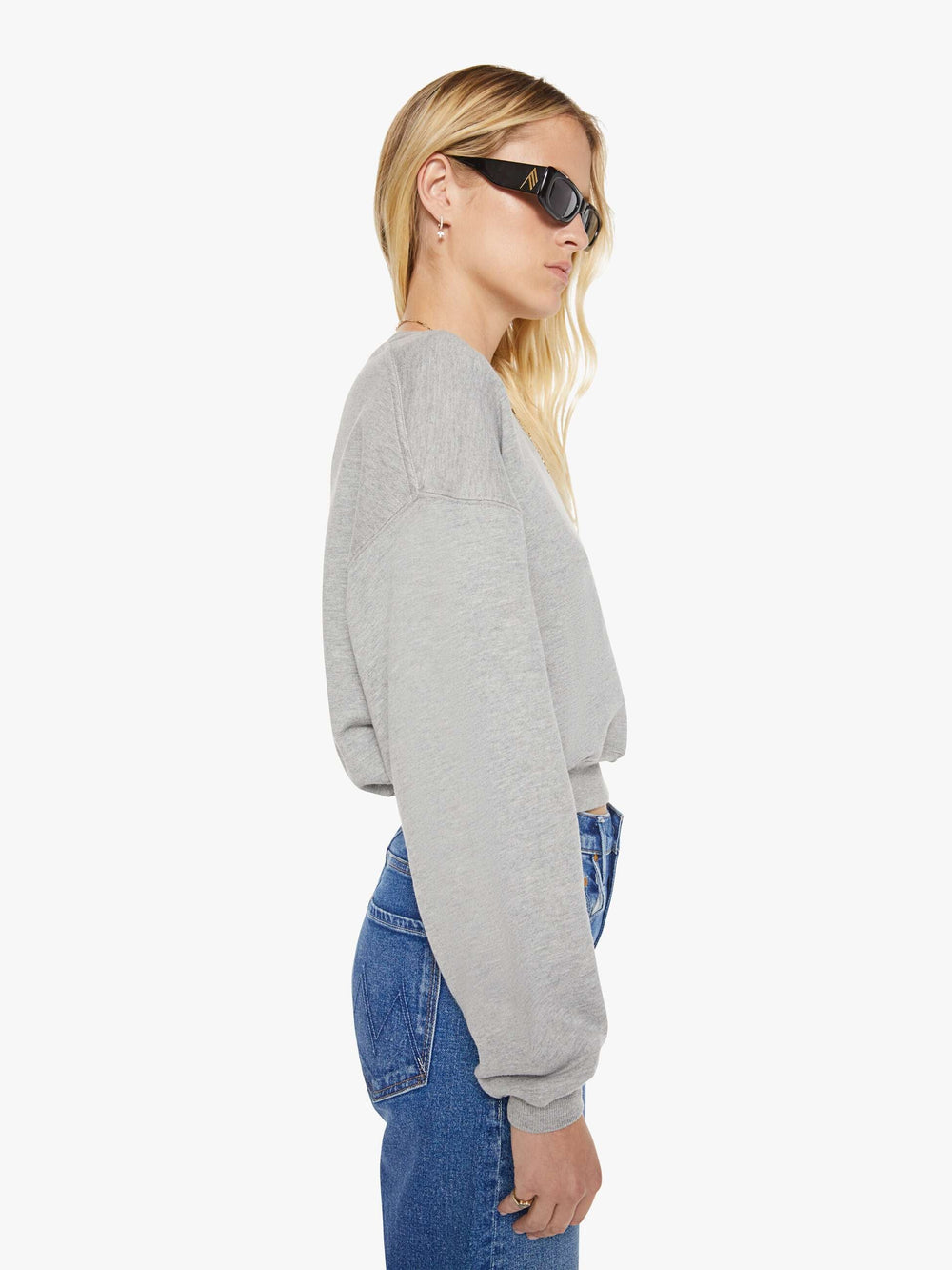 Brands Eterne Cropped Crewneck Sweatshirt | Mother Denim Grey (Open)